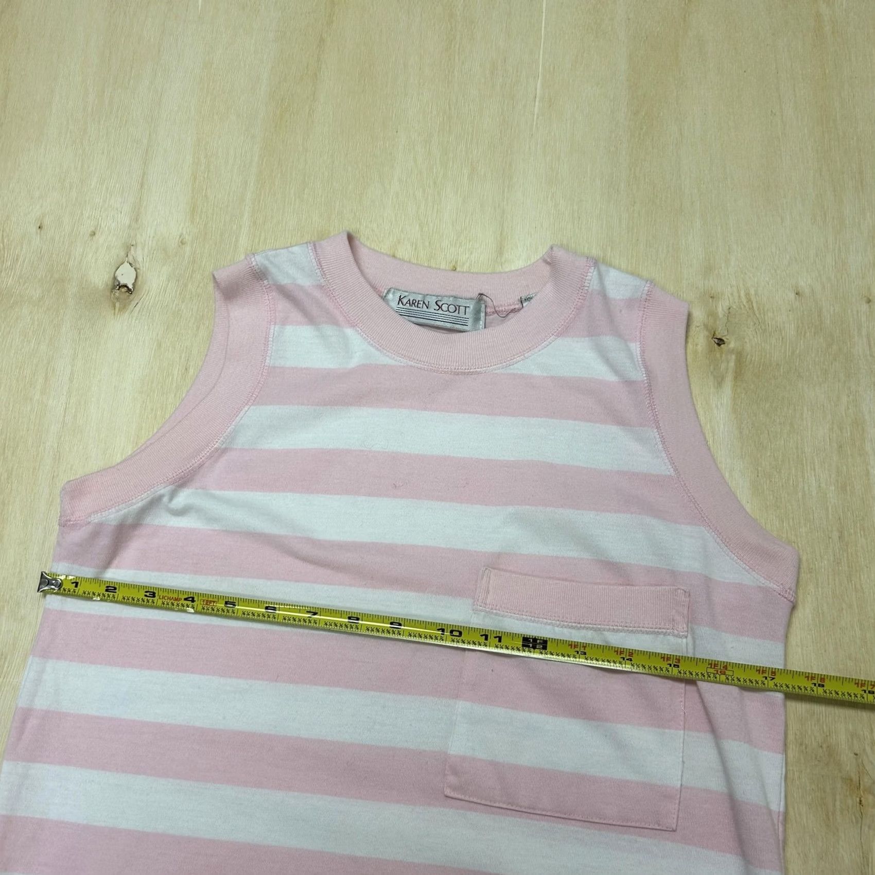 Vintage VINTAGE Karen Scott Tank Top Womens Med Pink White Striped Pocket Hong Kong Size M / US 6-8 / IT 42-44 - 6 Thumbnail