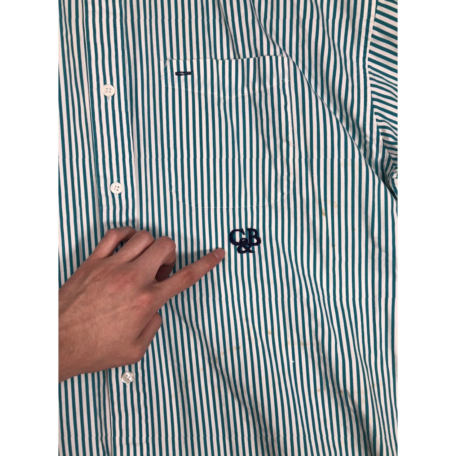Croft & Barrow VINTAGE Croft & Barrow Shirt Men’s Large Striped 90s Blue Button Short Sl J23 Size US L / EU 52-54 / 3 - 3 Thumbnail