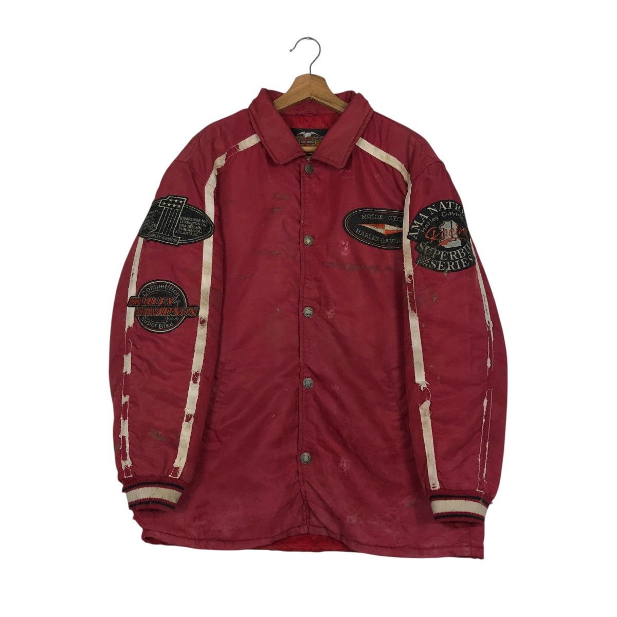 Harley Davidson 🔥VINTAGE BOMBER BIKER JACKET MOTORCYCLE HARLEY DAVIDSON LOGO Size US L / EU 52-54 / 3 - 10 Thumbnail