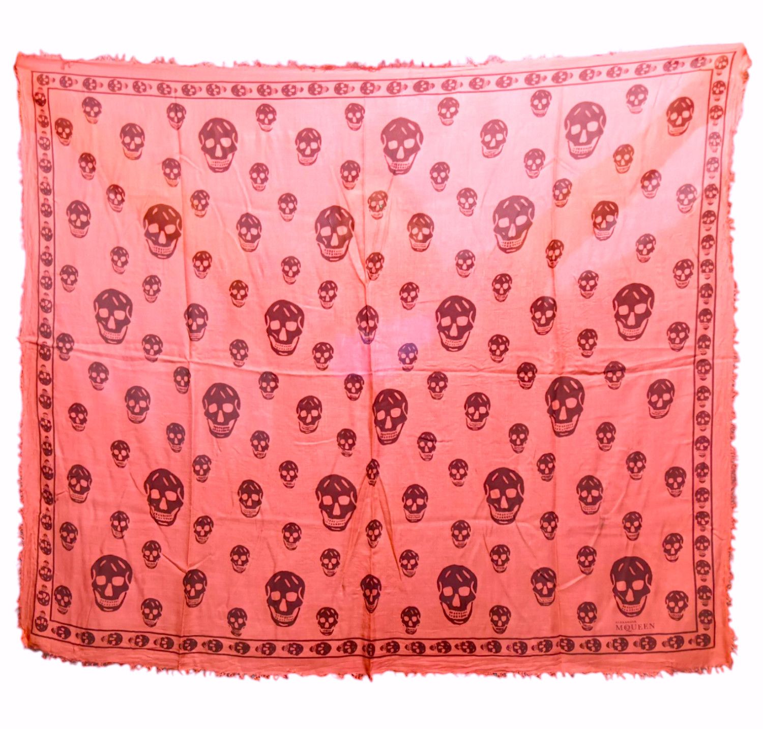 Alexander McQueen ALEXANDER MCQUEEN AMQ Signature Skull Orange Silk Scarf Size ONE SIZE - 10 Thumbnail