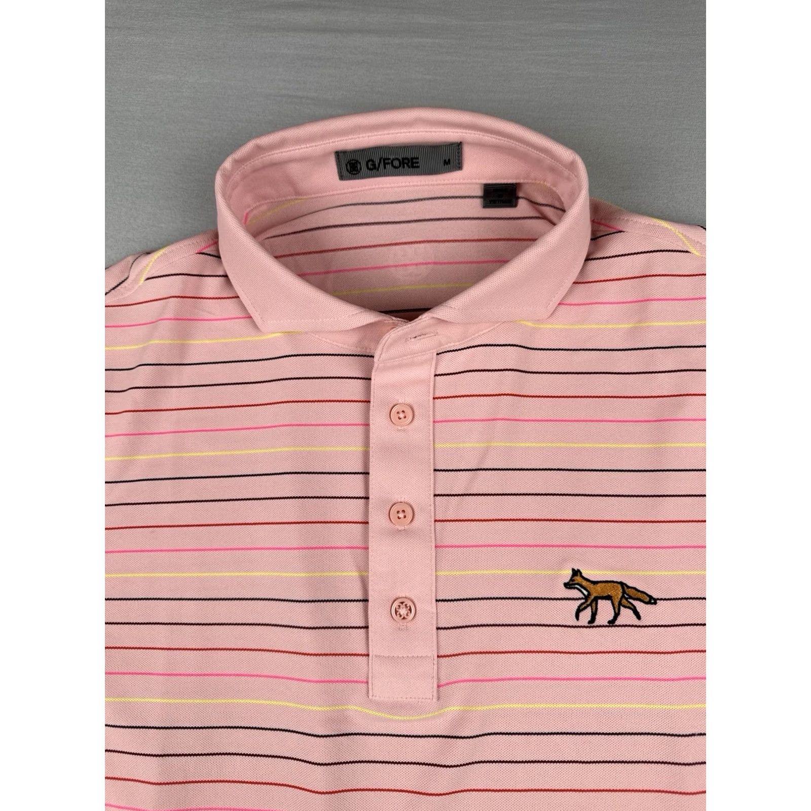 G/FORE G/FORE Polo Shirt Mens M Pink Stripe Short Sleeve Logo Golf Chair? (No) Size US M / EU 48-50 / 2 - 6 Thumbnail