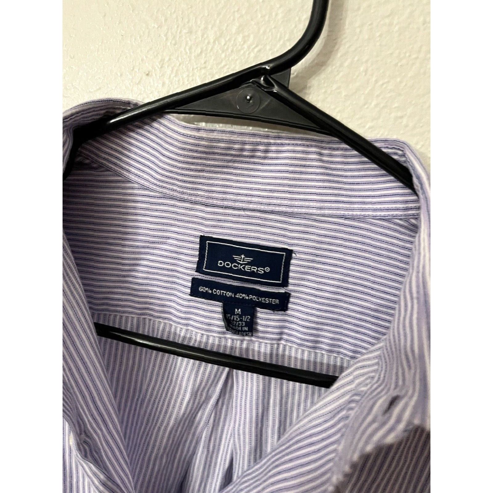 Dockers DOCKERS Men's Button-Up Shirt Medium Purple Striped Long Sleeve Size US M / EU 48-50 / 2 - 3 Thumbnail