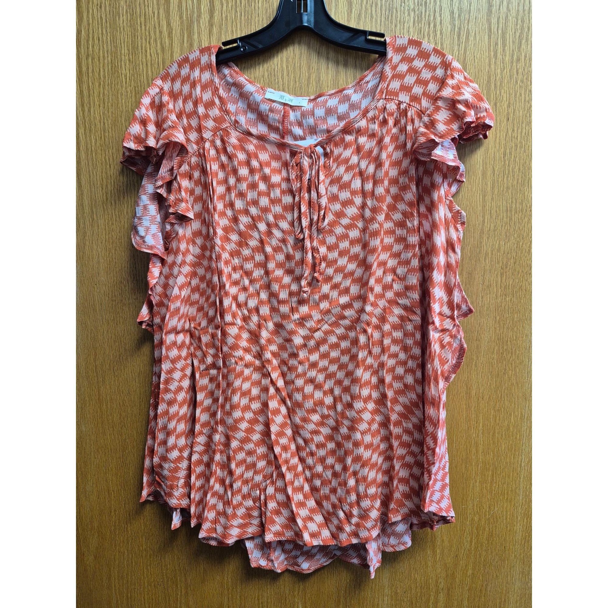 Other Orange & White Patterned Ruffle Sleeve Top Jade By Jane M 10 Size M / US 6-8 / IT 42-44 - 3 Thumbnail