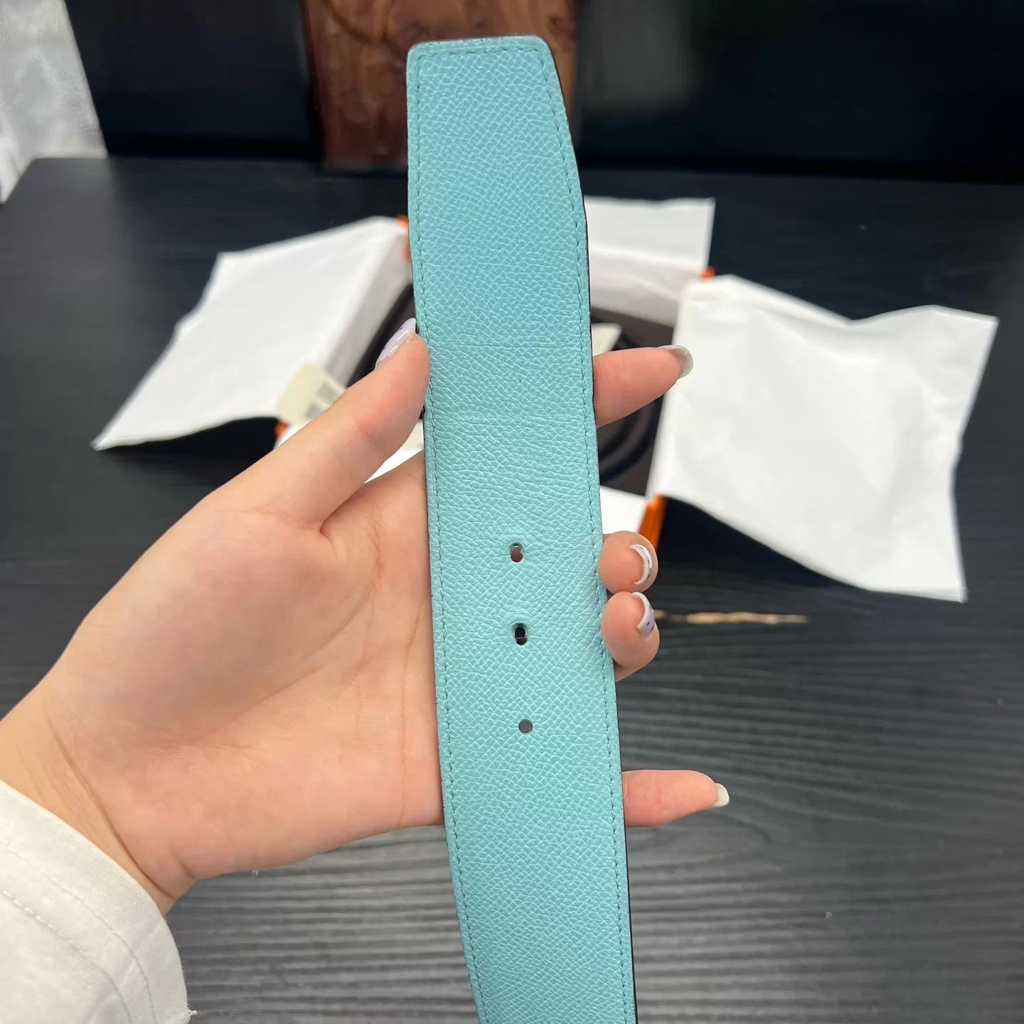 Hermes Hermès H-Buckle Belt Blue 85 (40) BNIB Size ONE SIZE - 7 Thumbnail