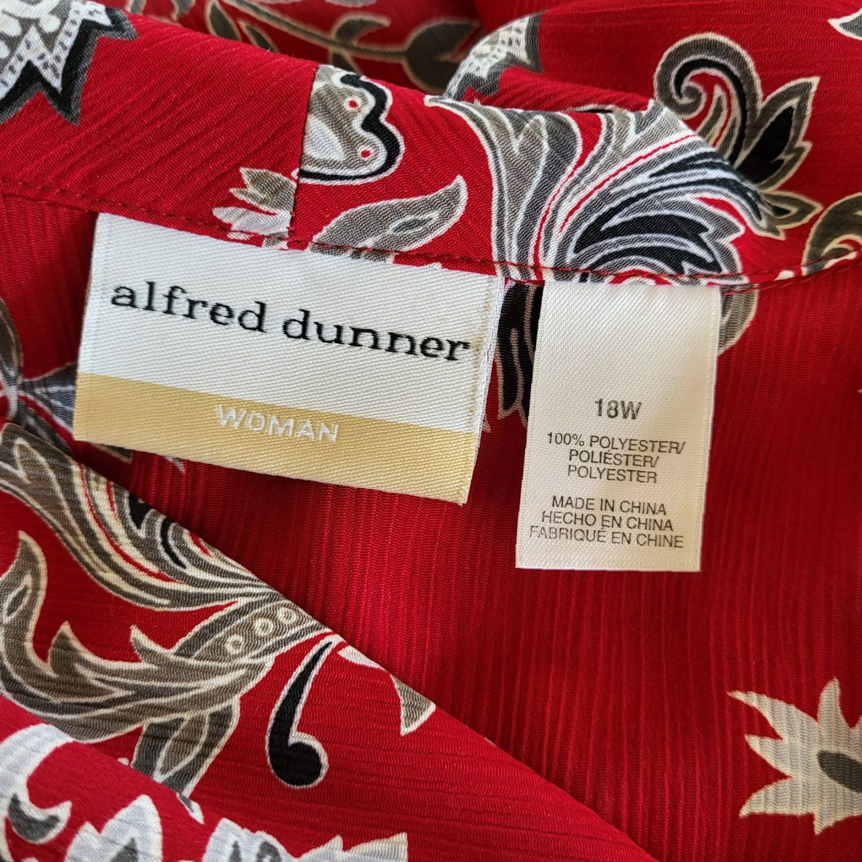 Vintage Alfred Dunner Top Woman's 18W Floral Paisley Black Long Sleeve Blouse Shirt Shirt Size XXL / US 16-18 / IT 52-54 - 3 Thumbnail