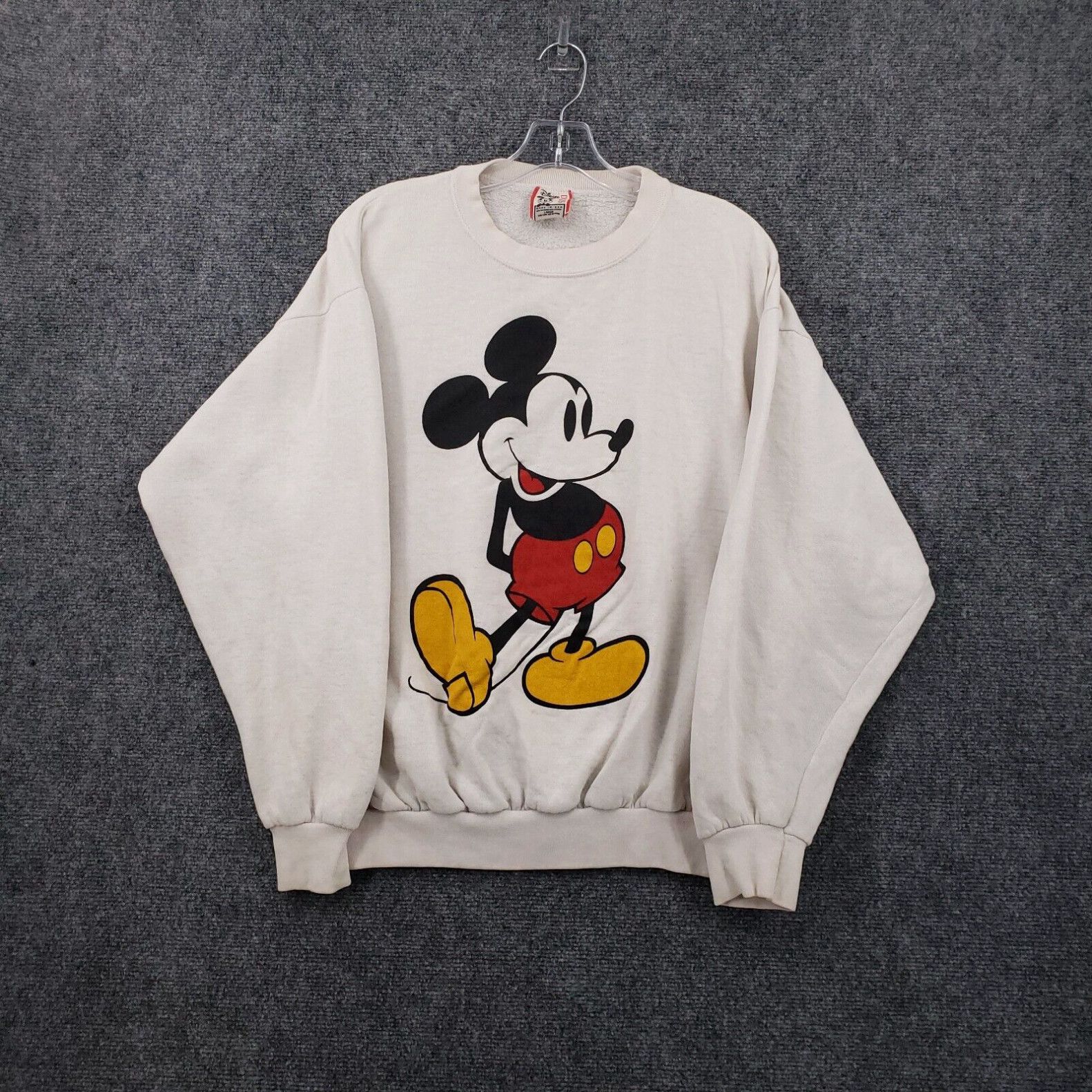 image of Vintage Disney Sweater Mens L Large White Mickey Mouse Pull Over Long Sleeve