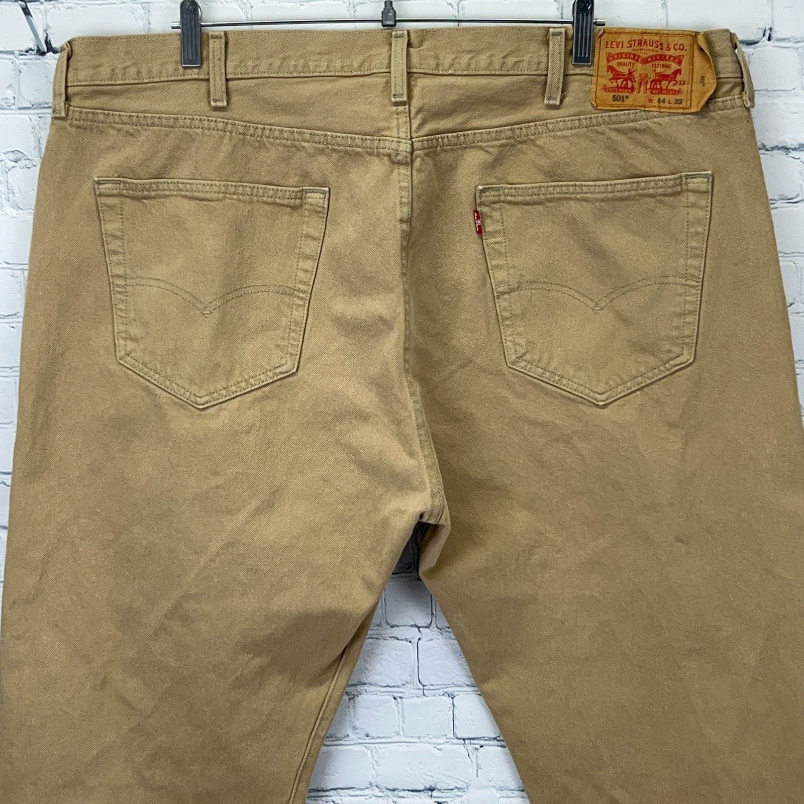 Levi's Levis 501 Button Fly Jeans Straight Fit 5 Pockets Tan 44x32 Size US 44 / EU 60 - 5 Thumbnail