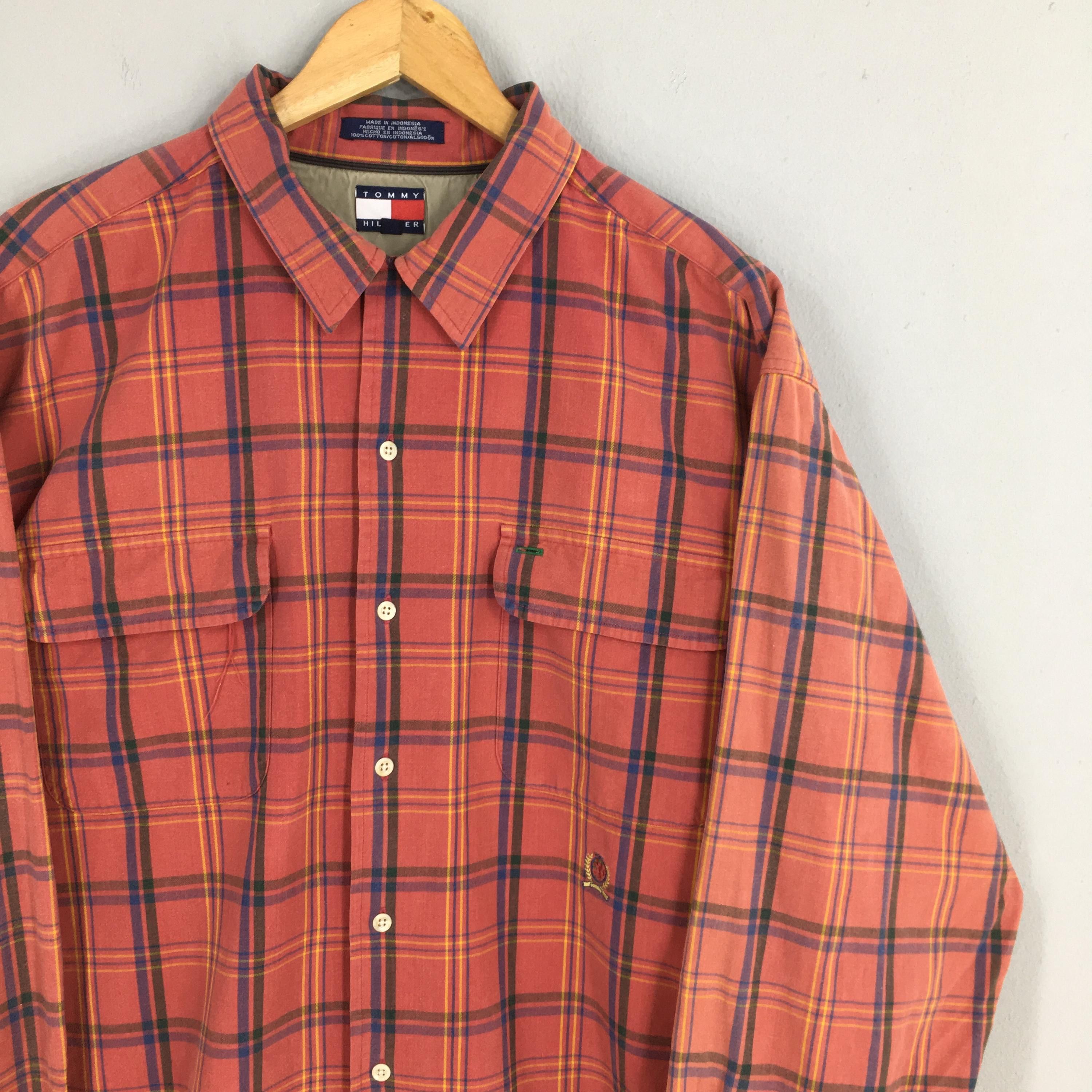 Tommy Hilfiger × Vintage Vintage 90's Tommy Hilfiger Plaid Oxfords XLarge Size US XL / EU 56 / 4 - 2 Thumbnail