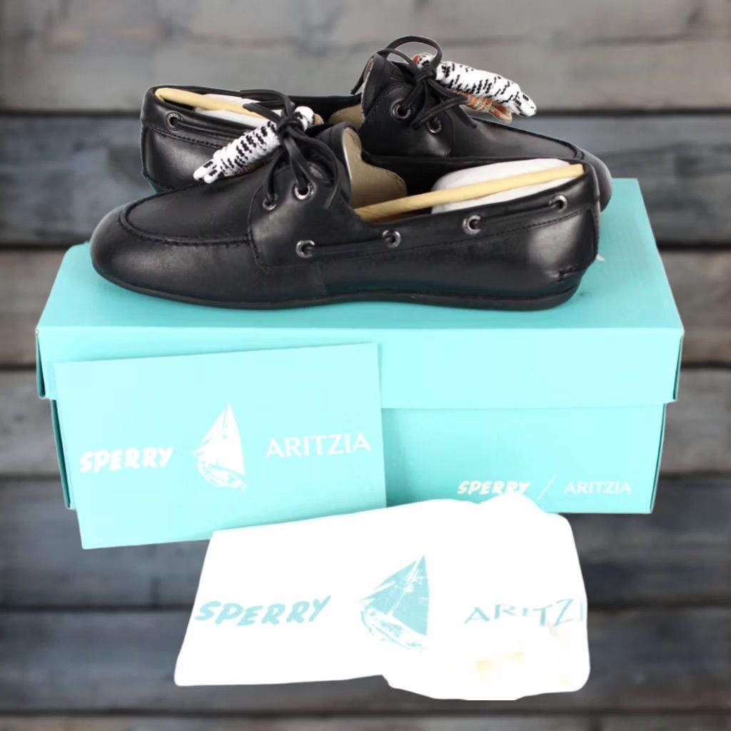 Sperry Sperry Top Sider Aritzia Women's Slim Boat Shoes ATZ Size 6 Black Leather Boat Shoe Women Slim ATZ 6 Black Leather Size M / US 6-8 / IT 42-44 - 1 Thumbnail