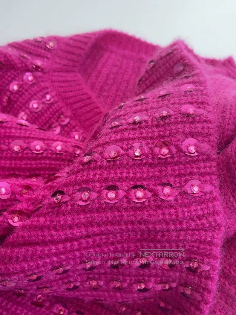 Valentino Valentino Autumn/winter rose red rhinestone sequin mohair Size S / US 4 / IT 40 - 7 Thumbnail