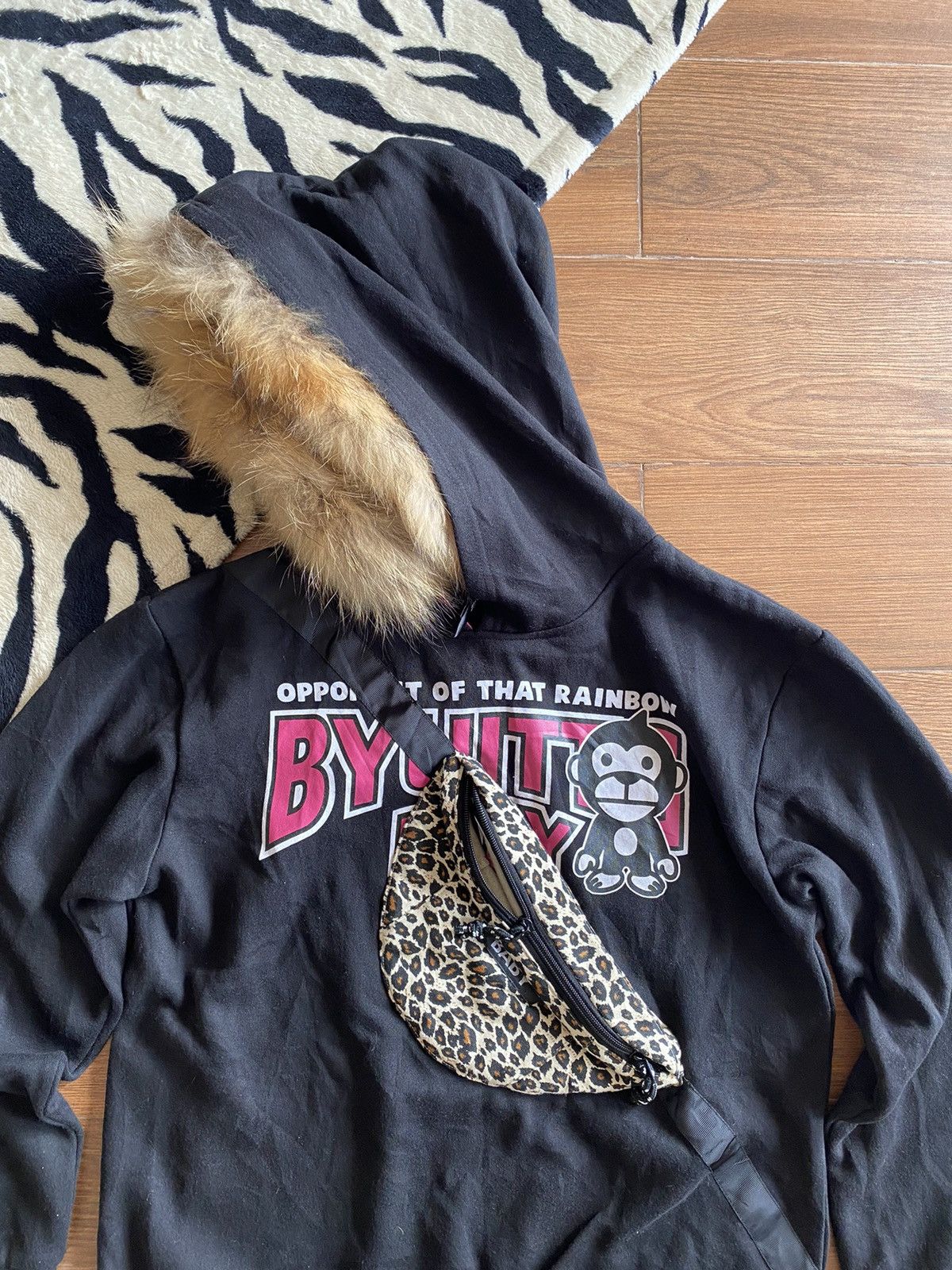 Hysteric Glamour × Japanese Brand × Le Grande Bleu (L.G.B.) Uittg Double Waistbag Fur Hoodie y2k Style Size US M / EU 48-50 / 2 - 6 Thumbnail