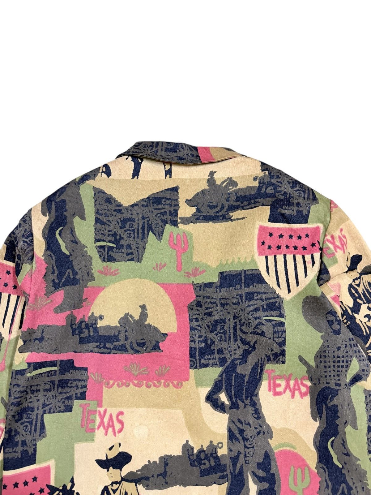 If Only Was True Vtg🔥80’s Custom Made Ovp Texas Cowboy Printed Denim Blazer Size 44R - 5 Thumbnail