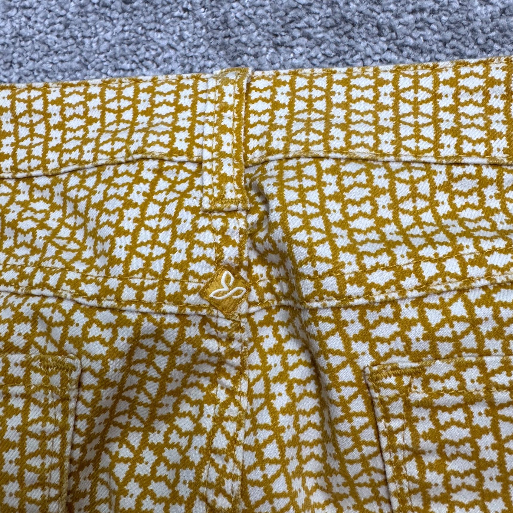 Prana Prana Kara Geometric Organic Cotton Skinny Pants Womens 6 28 Yellow Stretch Size 28" / US 6 / IT 42 - 6 Thumbnail