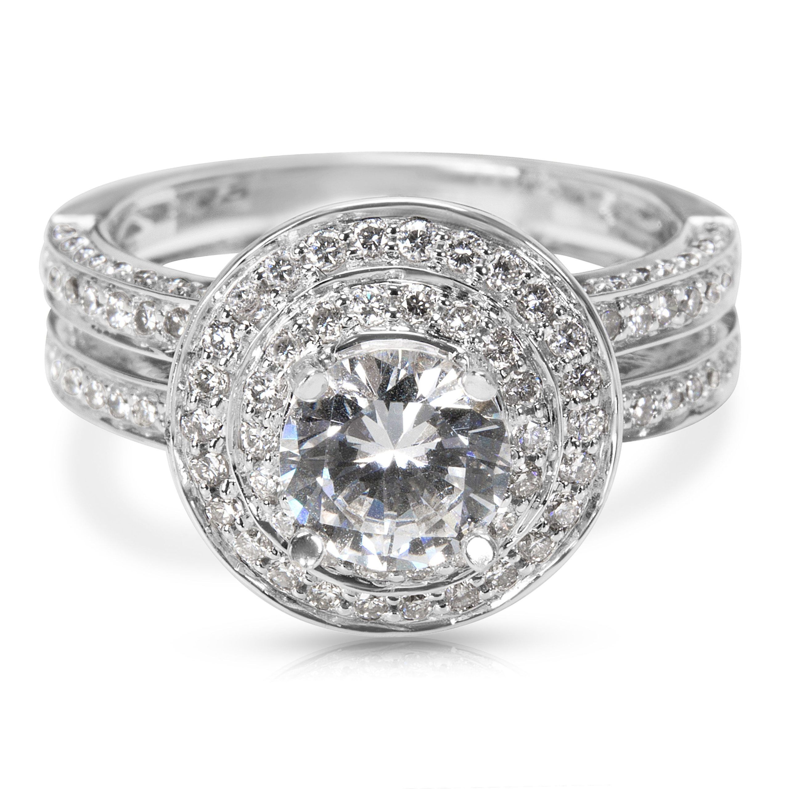 image of Tiffany Co La Reina Diamond Engagement Ring In 18K White Gold (0.91 Ctw), Women's