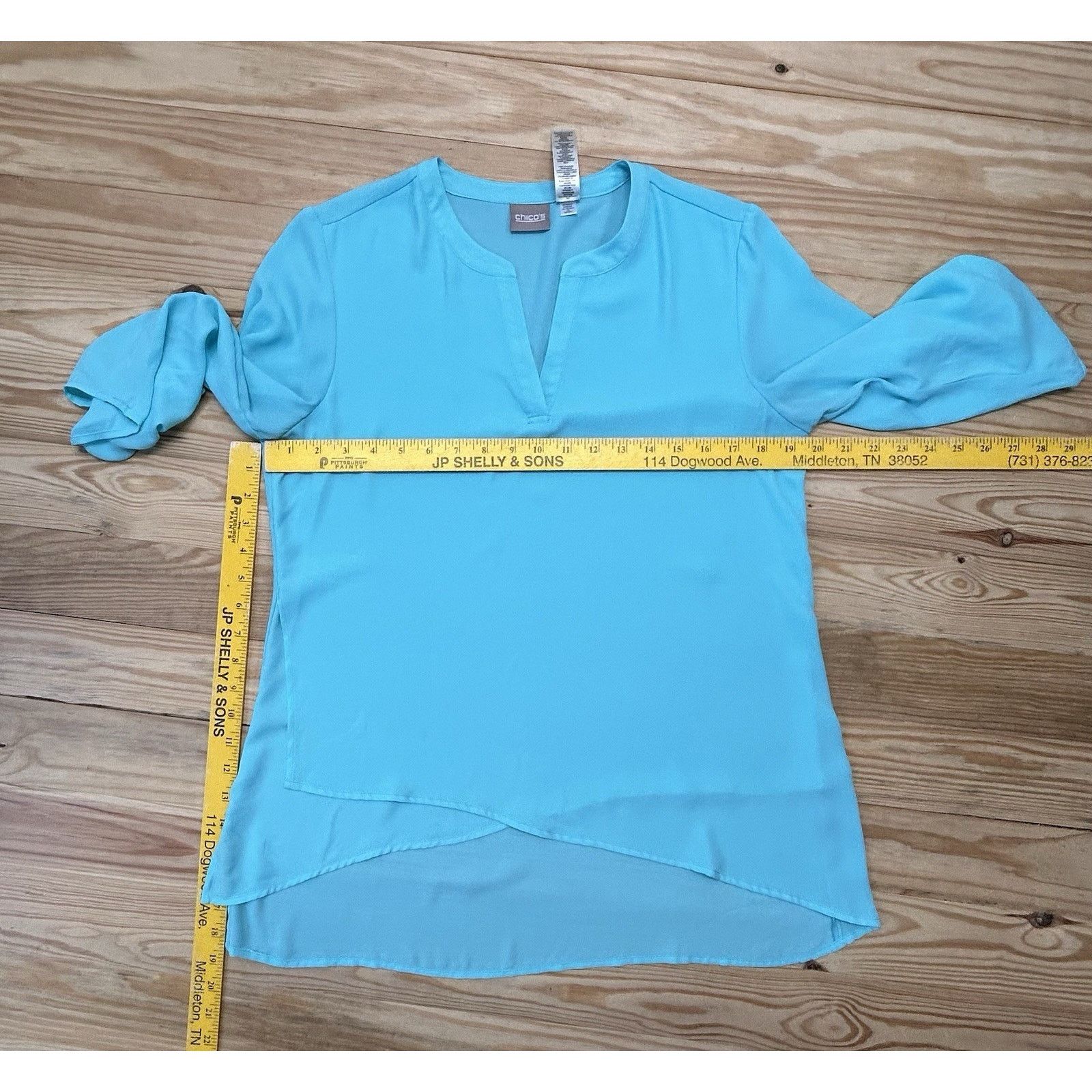 Chicos CHICO'S Size 0 Small Womens Teal Split Neck Blouse Size S / US 4 / IT 40 - 10 Thumbnail