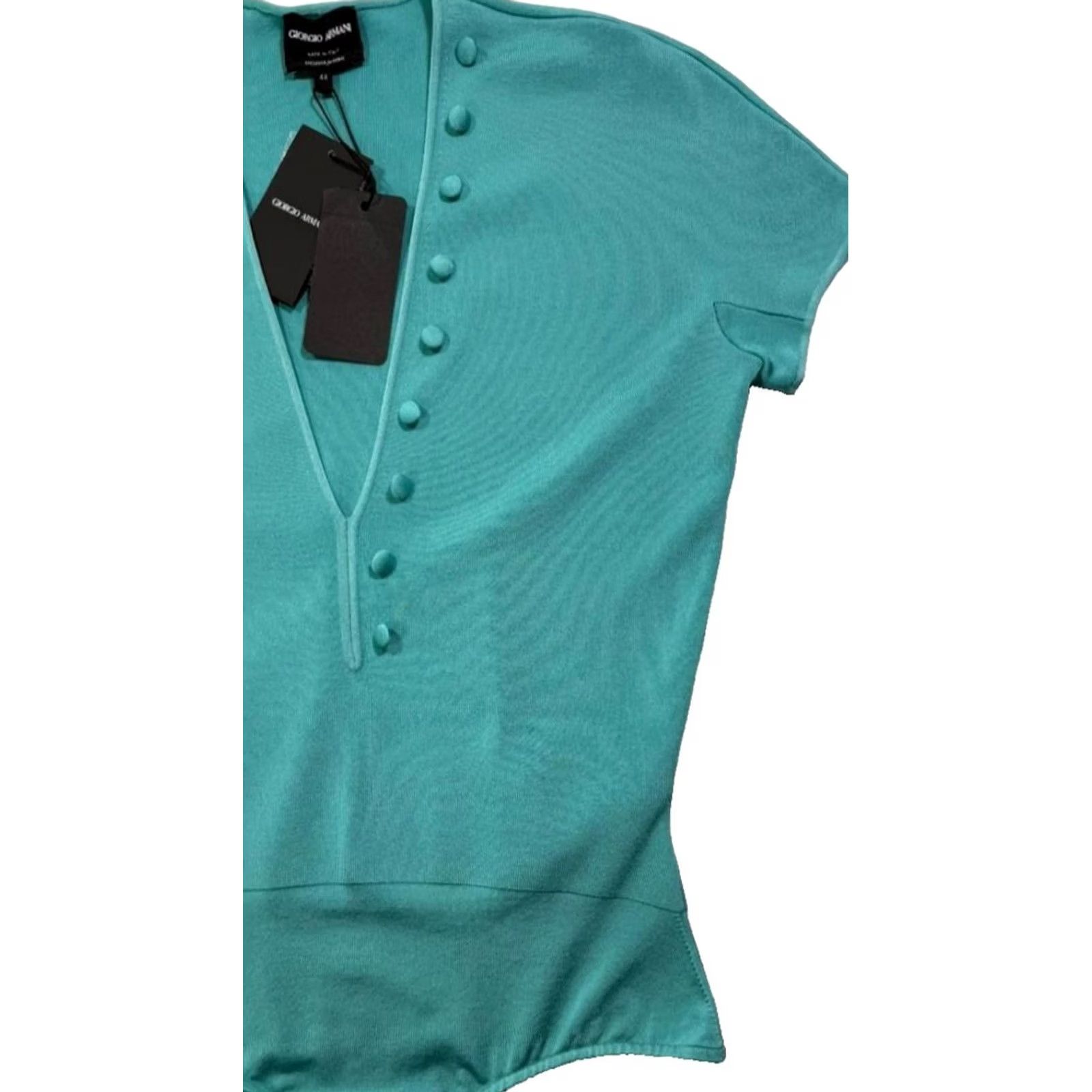 Giorgio Armani Giorgio Armani BODYSUIT Blue 44 V-Neck Short Sleeve – Bnwt Women’s Regular Fit, Dry Clean Only, Casual, Italy, Tank Top Bodysuit Size M / US 6-8 / IT 42-44 - 7 Thumbnail
