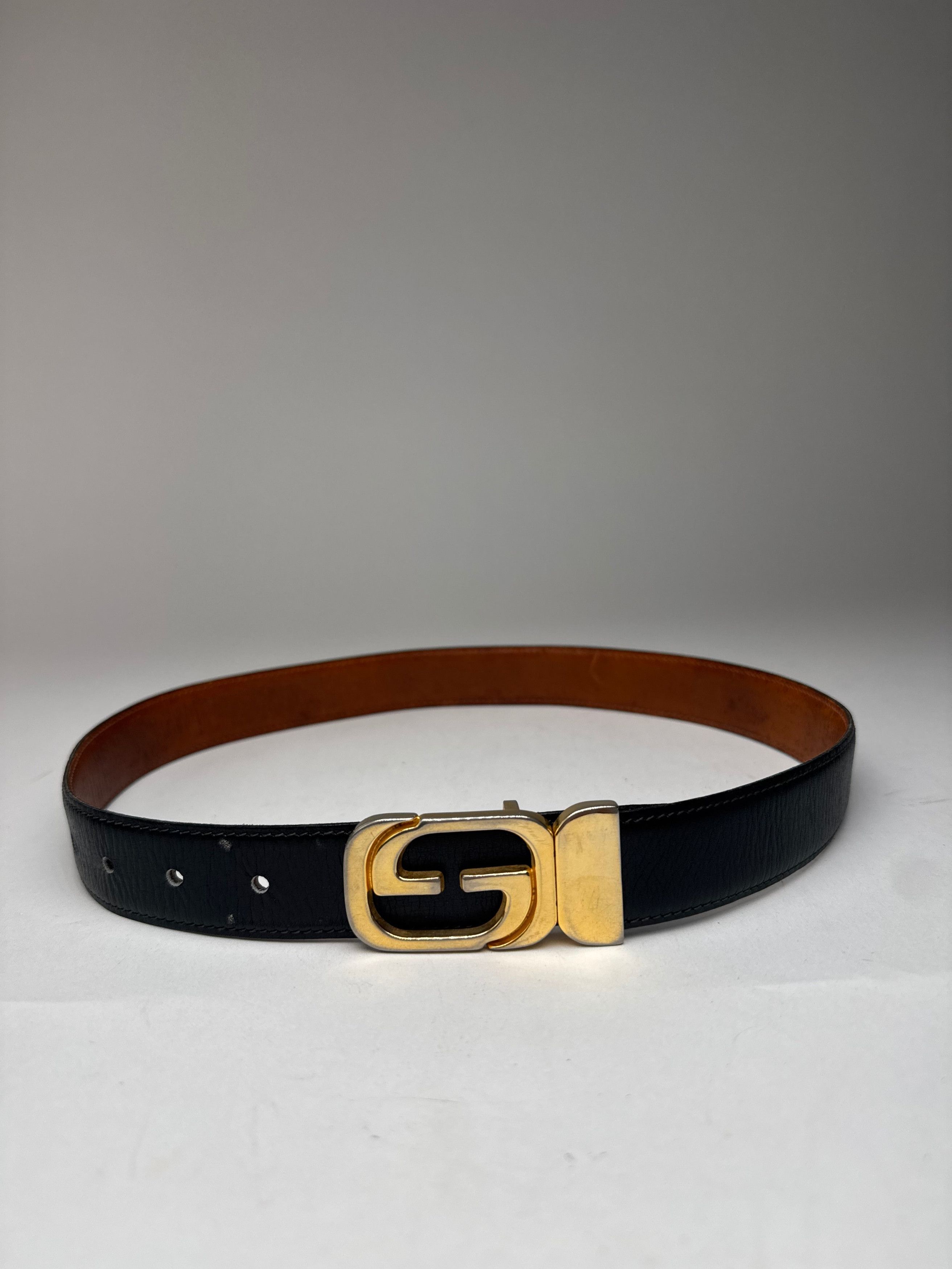 Gucci Vintage Leather belt black Size ONE SIZE - 1 Thumbnail