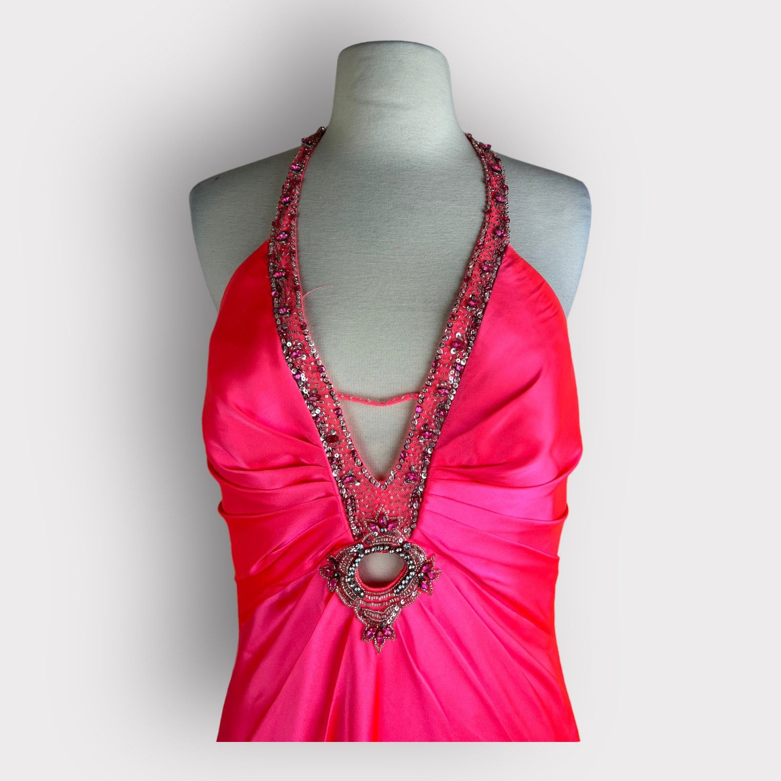 Vintage Morgan & Co | Vintage Y2K Formal Halter Dress | 9/10 Size L / US 10 / IT 46 - 4 Thumbnail
