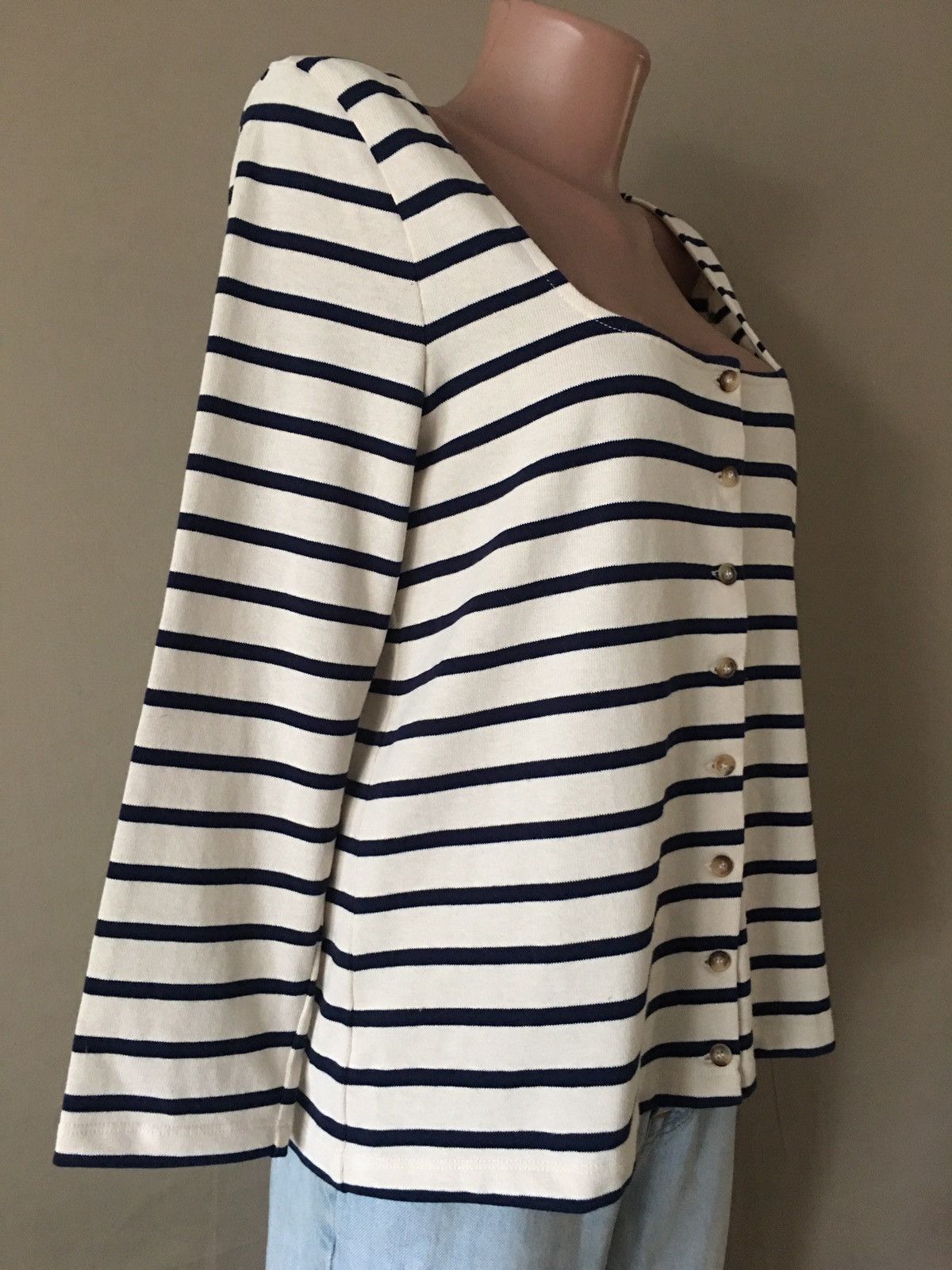 Sezane SEZANE Linea Mariniere Ecru Navy Cotton Cardigan Size S Size S / US 4 / IT 40 - 7 Thumbnail