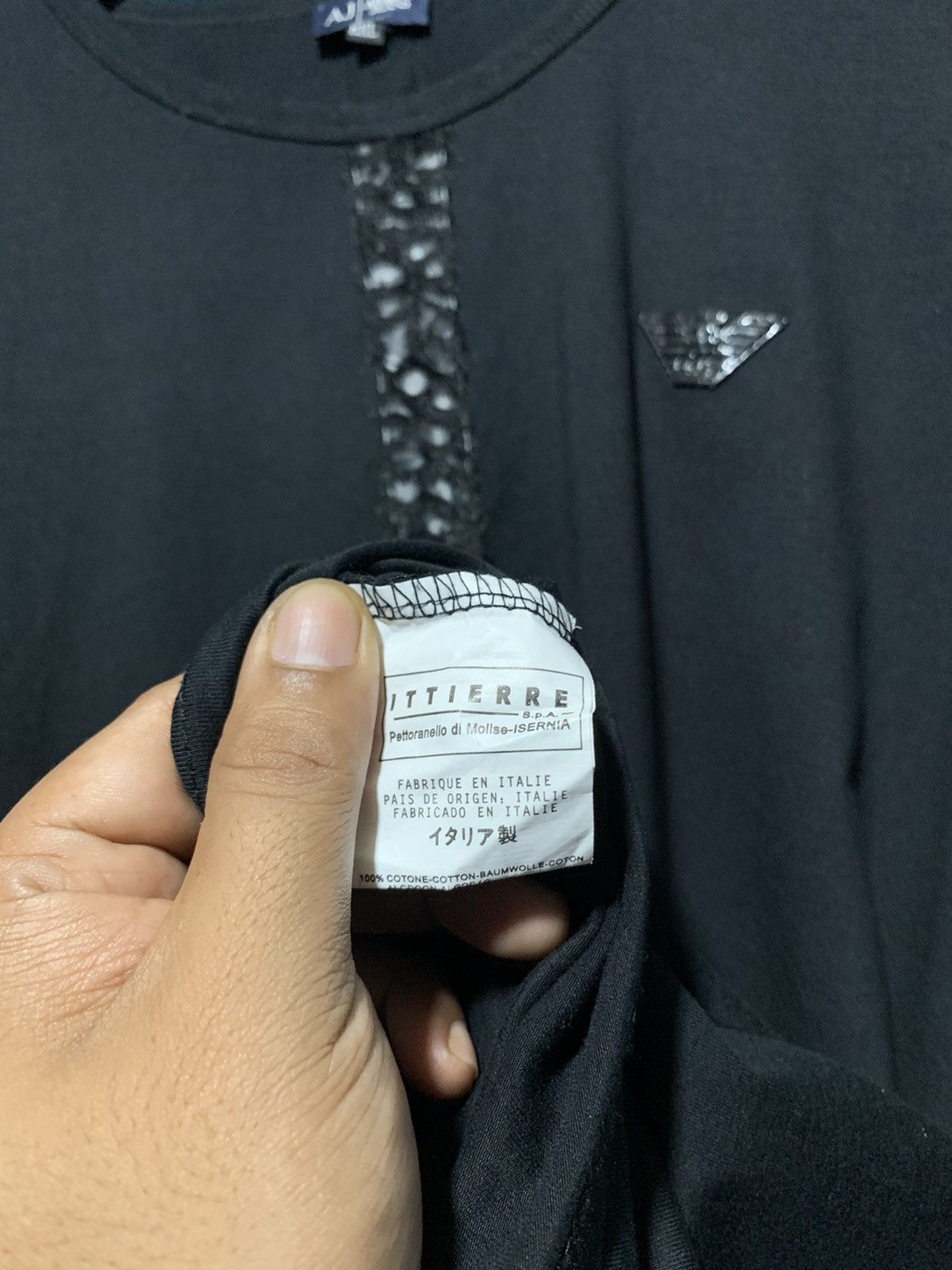 Armani × Armani Collezioni × Vintage Vintage Armani jeans fur trimmed tape longsleeve Size US L / EU 52-54 / 3 - 11 Thumbnail