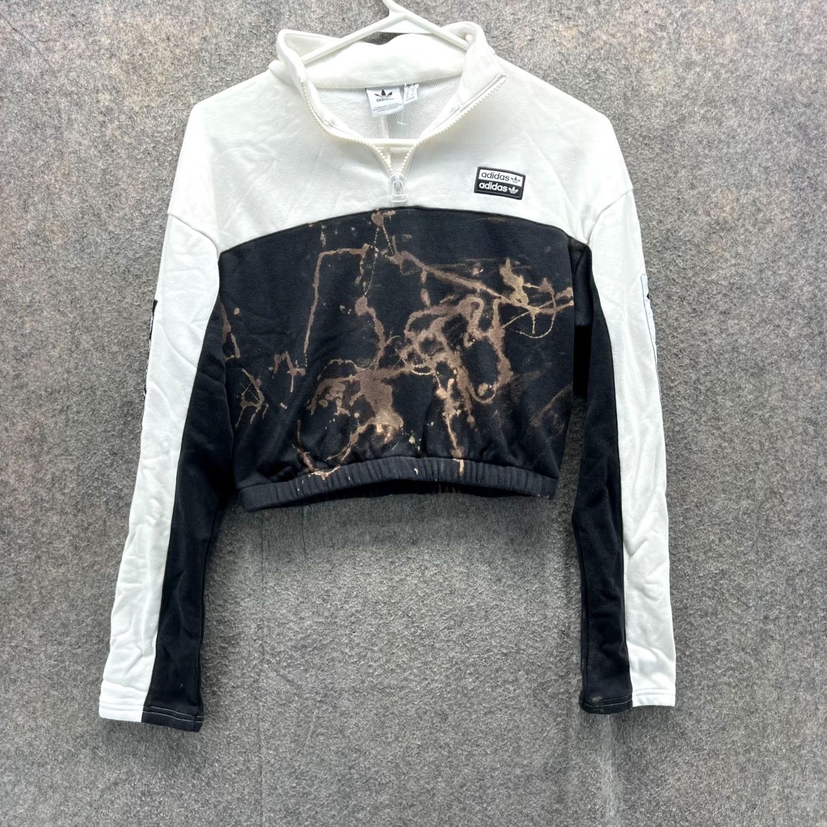 Adidas Adidas Sweater Womens Small White Orange Quarter Zip Cropped Trefoil Pullover Size S / US 4 / IT 40 - 2 Thumbnail