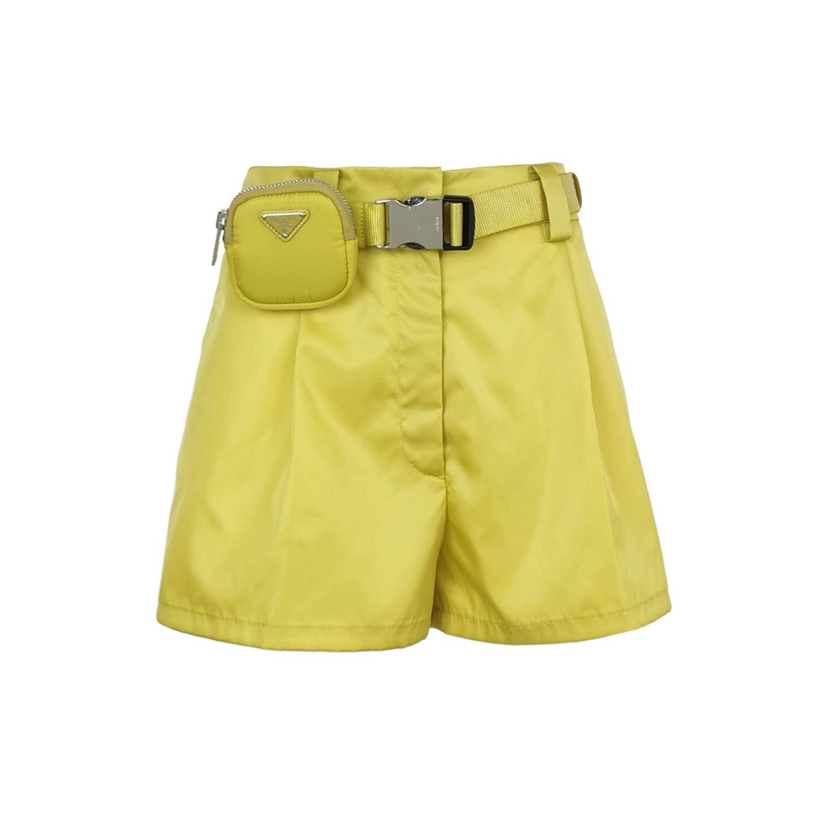Prada Prada Yellow Belted Shorts with Pouch 0089 Size 40" / US 18 - 1 Thumbnail