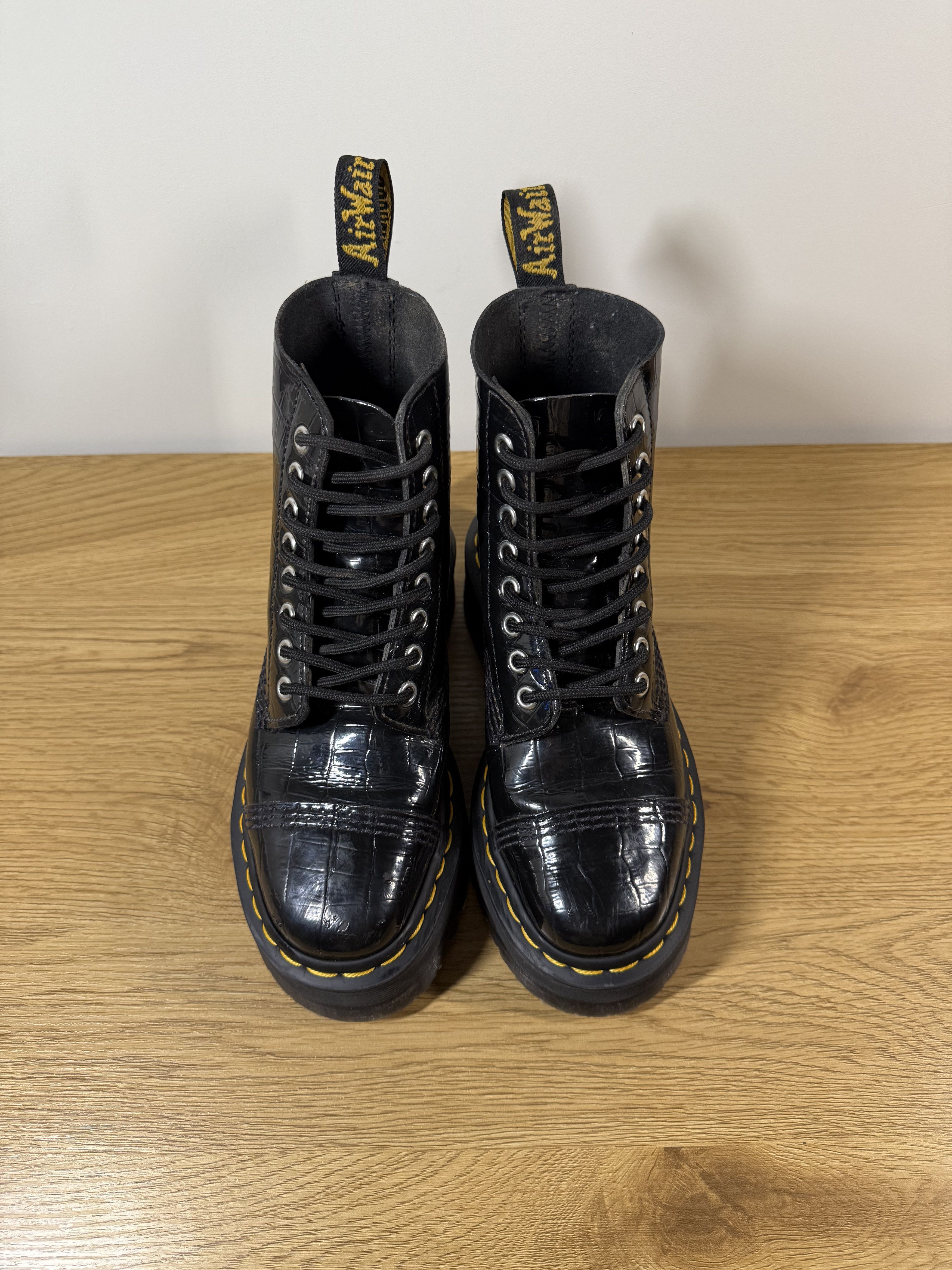 Dr. Martens Dr. Martens Black Croc Embossed Platform Leather Boots US6 Size US 6 / IT 36 - 5 Thumbnail
