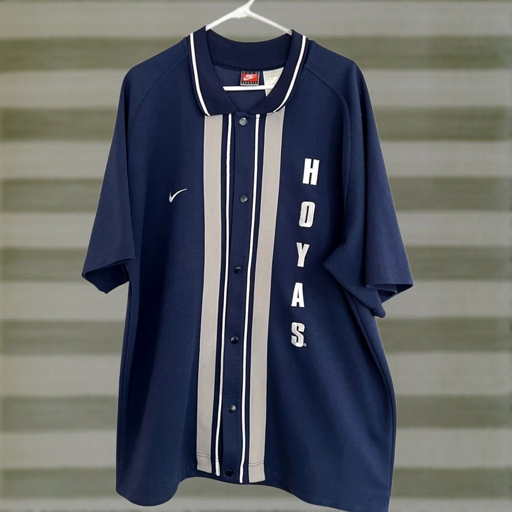 Nike VINTAGE Nike Georgetown Hoyas Warm Up Basketball Jersey Shirt Polo XL Men Blue Size US XL / EU 56 / 4 - 1 Thumbnail