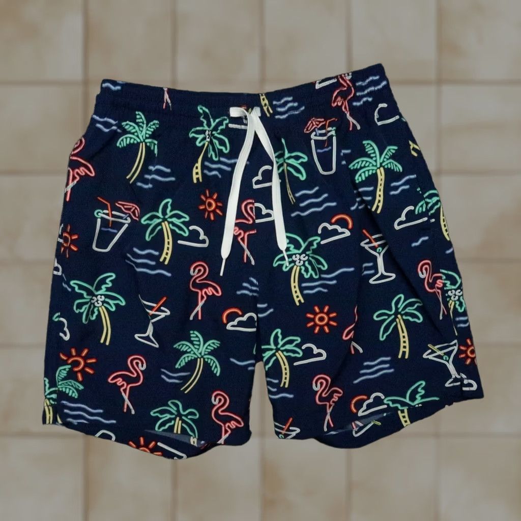 Chubbies Chubbies Swim Trunks Small Blue Neon Lights Tropical Lined Shorts 7" Mens Size US 29 - 1 Thumbnail