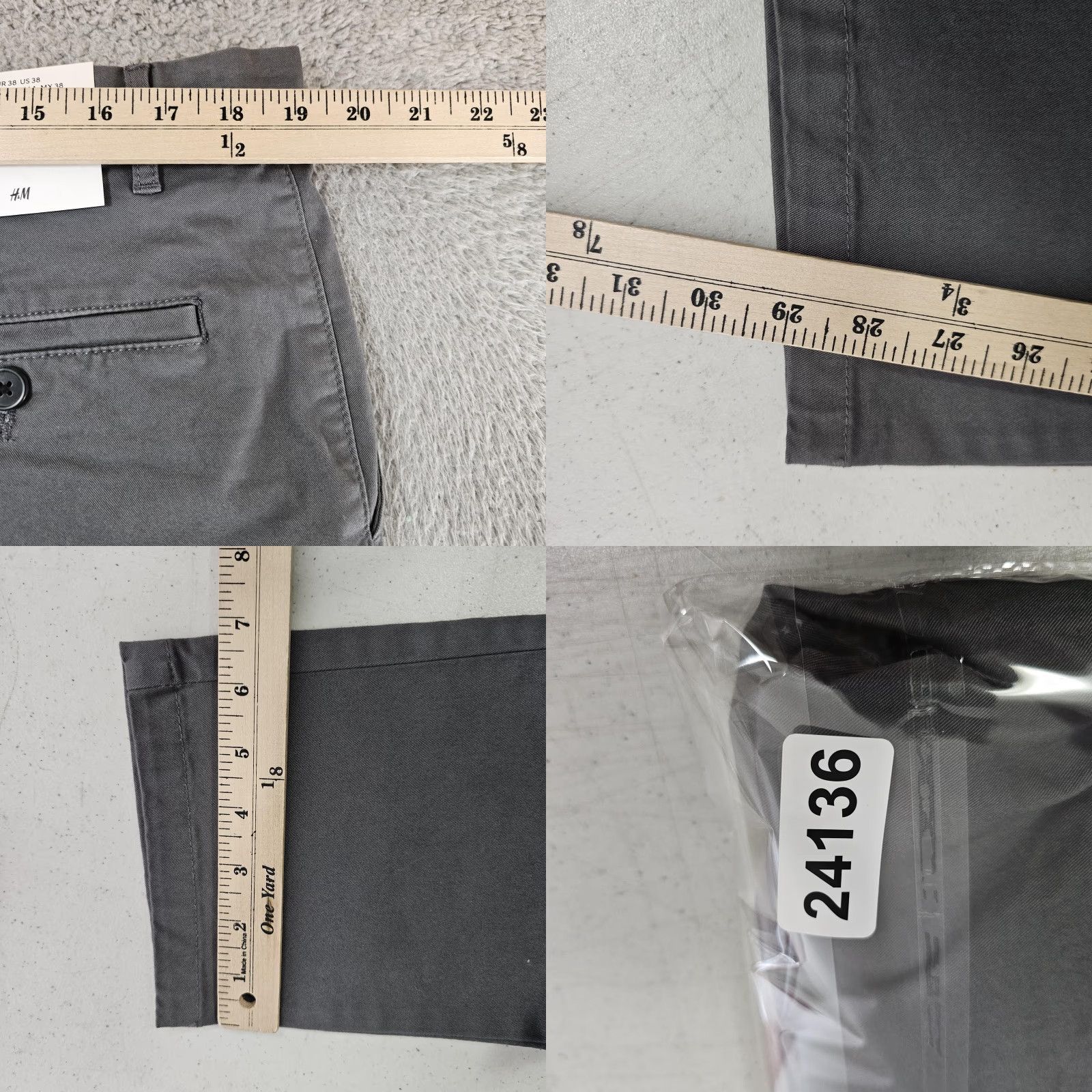 H&M H&M Chino Pants Mens 38x30 Gray Skinny Fit Stretch Cotton Casual Office Work Size US 38 / EU 54 - 8 Thumbnail