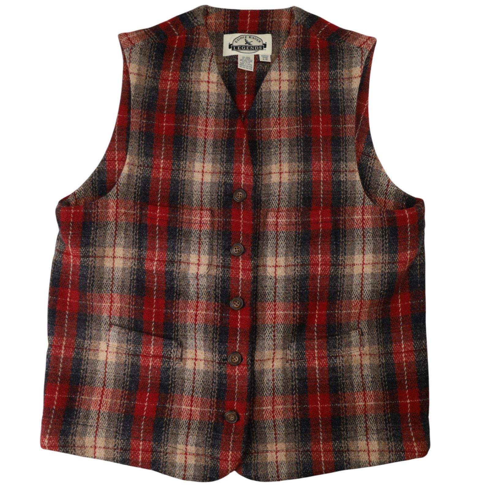 Eddie Bauer × Vintage Vintage Eddie Bauer Legends Shadow Plaid Wool Vest Size L / US 10 / IT 46 - 1 Thumbnail