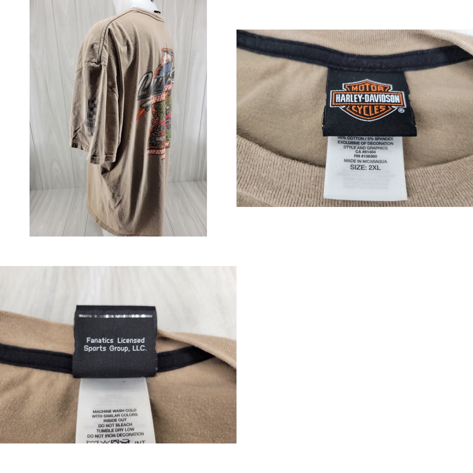Harley Davidson Harley-Davidson Mens Shirt T-Shirt 2XL Tan Brown Distressed River Meridian MS Tan Brown Shirt Mens 2XL Size US XXL / EU 58 / 5 - 9 Thumbnail
