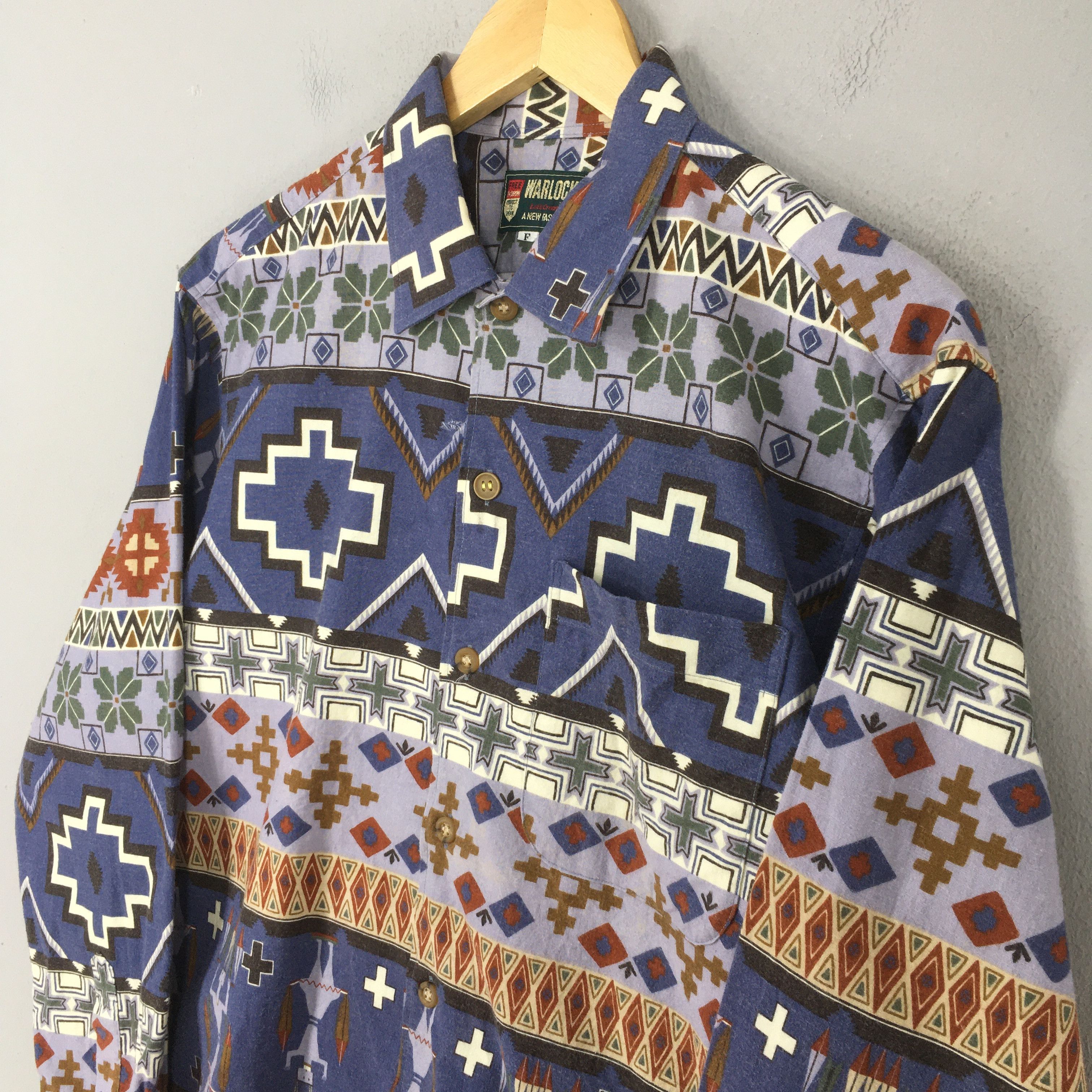 Vintage Vintage 80s Abstract Funky Geometrical Pattern Shirt Medium Size US M / EU 48-50 / 2 - 3 Thumbnail