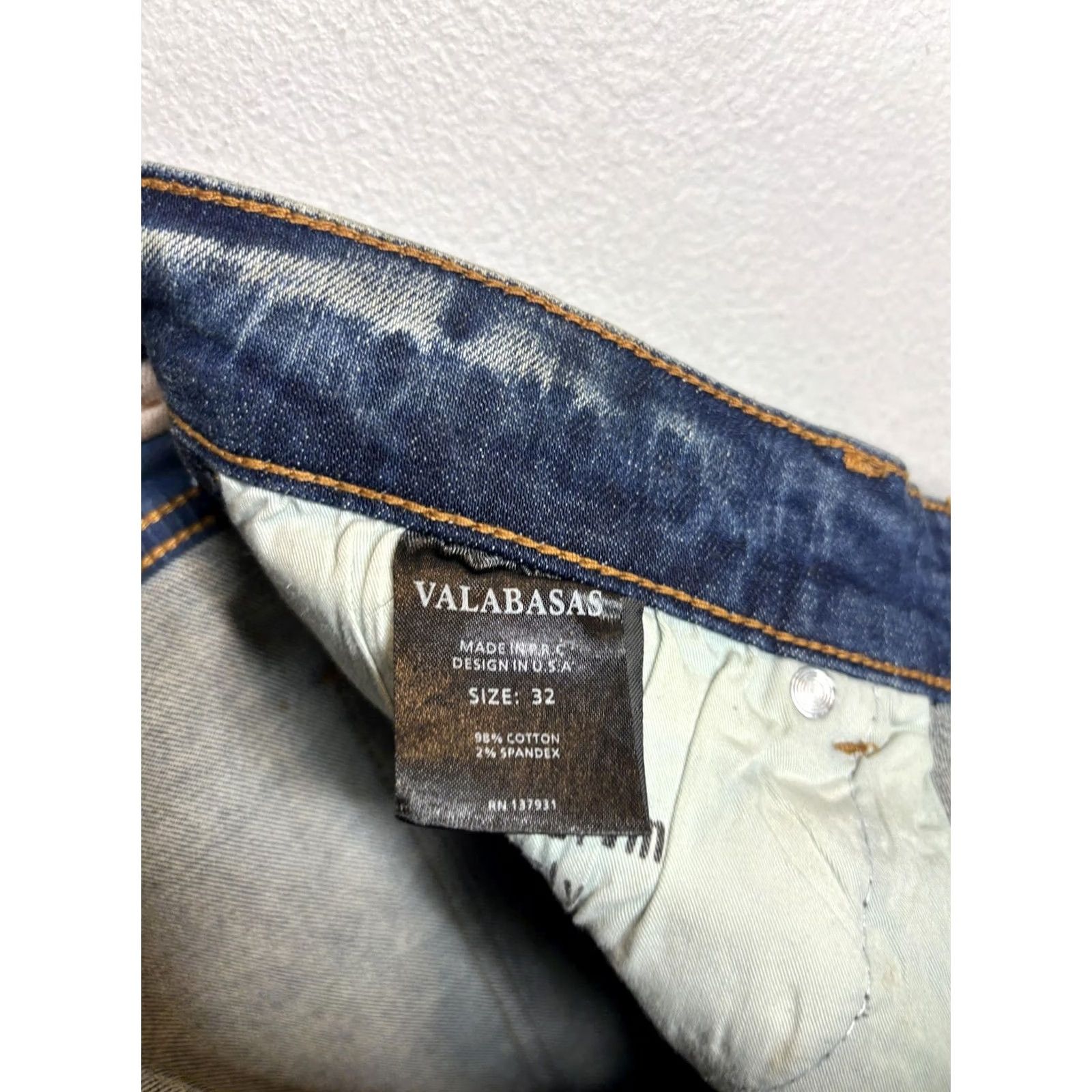 Denime VALABASAS Jeans Mens 32x32 Blue Medium Wash Distressed Skinny Stretch Denim Size US 32 / EU 48 - 6 Thumbnail