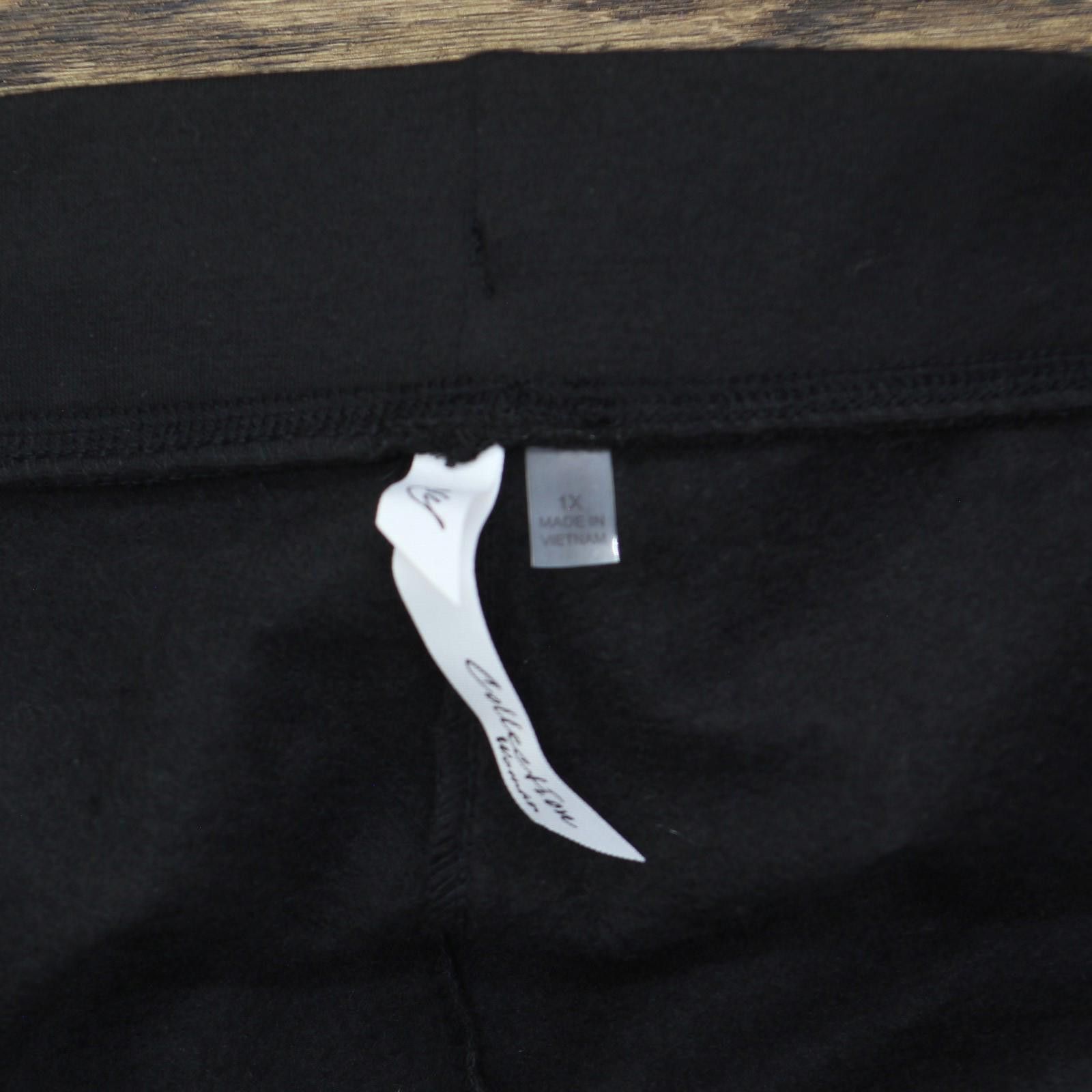 Other New Ny Collection Plus Size Fleece Knit Sweatpants Black 1x Size 40" / US 18 - 3 Thumbnail