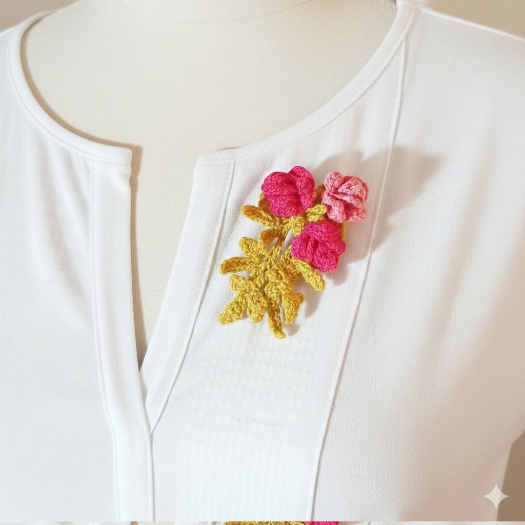 Handmade Rose Corsage Pink Floral Magnetic Brooch Lapel Pin Boutonnie Size ONE SIZE - 1 Thumbnail