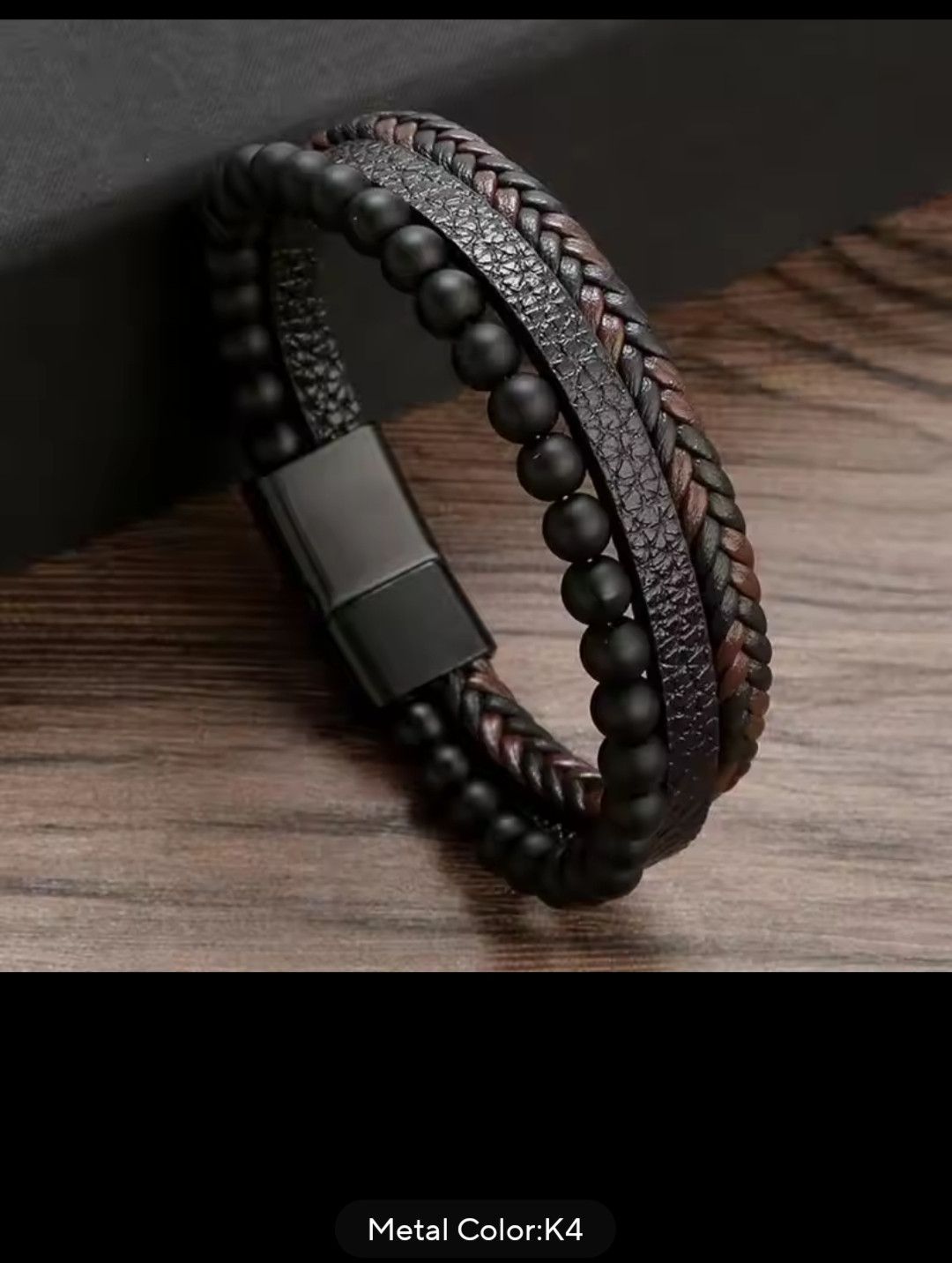Homemade Handcrafted Leather Bracelet – Multi-Layer Braided Design Size ONE SIZE - 16 Thumbnail