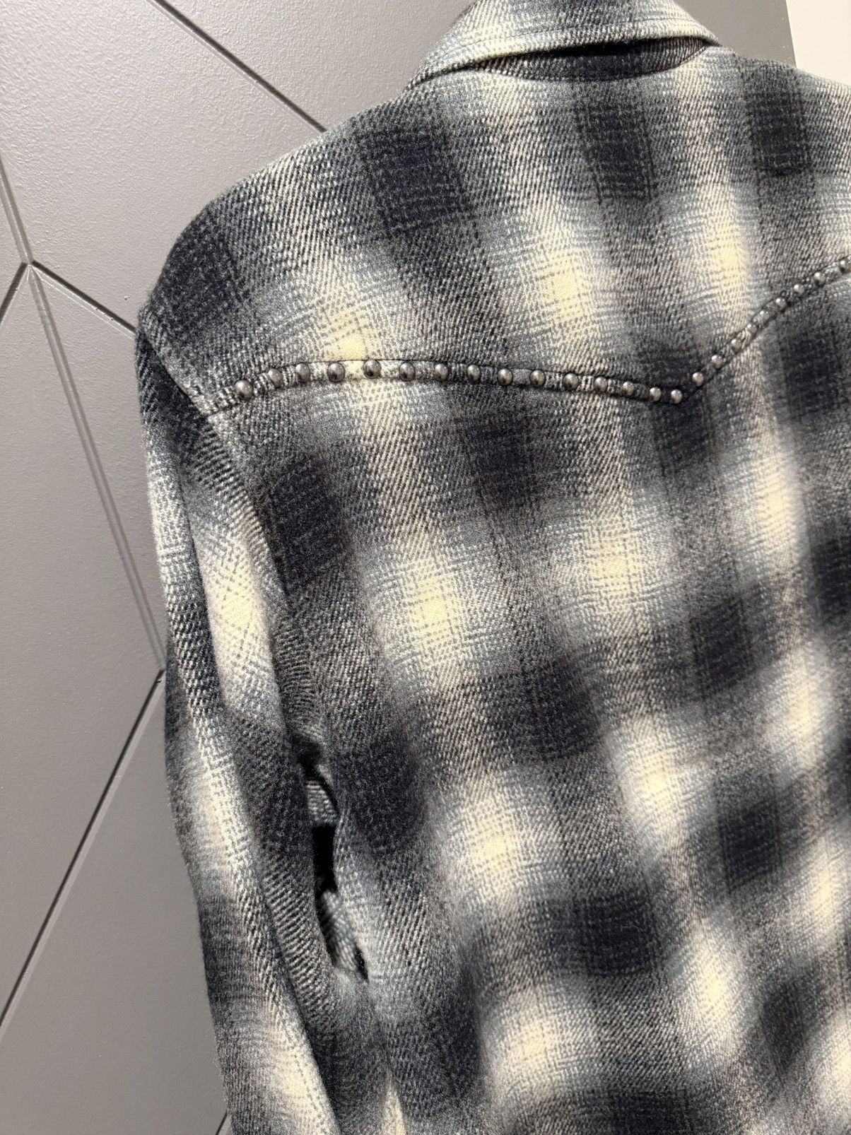 Supreme Studded Shadow Plaid Zip Up Shirt Size US M / EU 48-50 / 2 - 7 Thumbnail