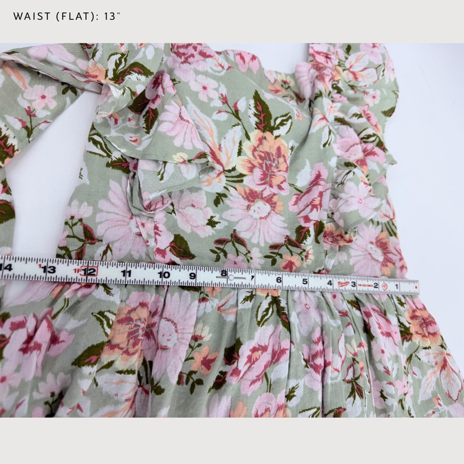 Other En Saison Dress Maris Floral Midi Sage Ruffle S Size S / US 4 / IT 40 - 8 Thumbnail