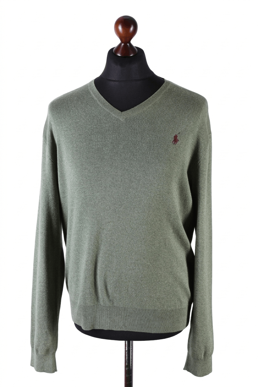 Polo Ralph Lauren Polo Ralph Lauren V-Neck Knit Sweater Green Heather Size US L / EU 52-54 / 3 - 1 Thumbnail