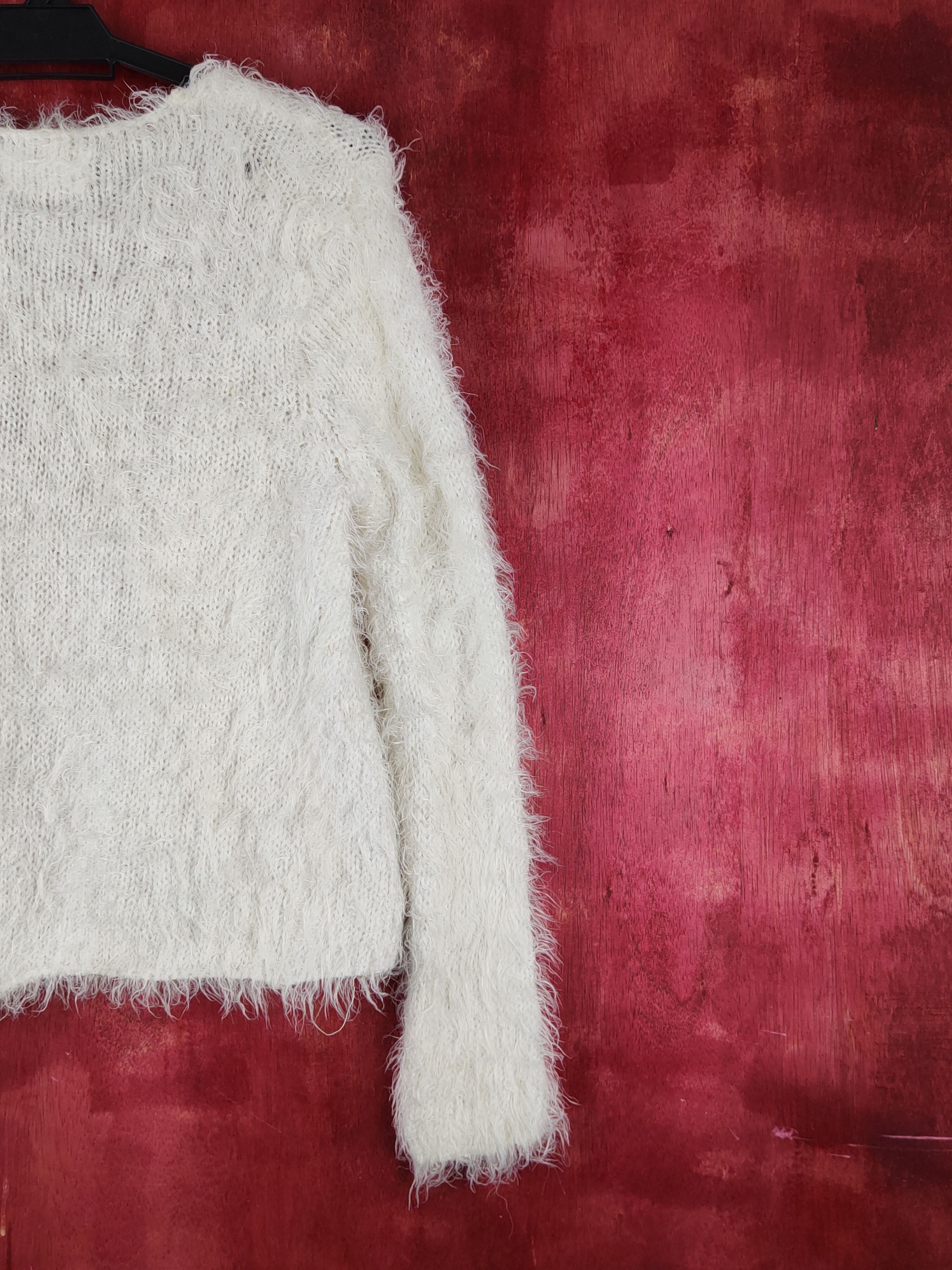 Japanese Brand Bay White Shag Shaggy Fur Mohair Knitwear Cardigan #S1923 Size S / US 4 / IT 40 - 9 Thumbnail