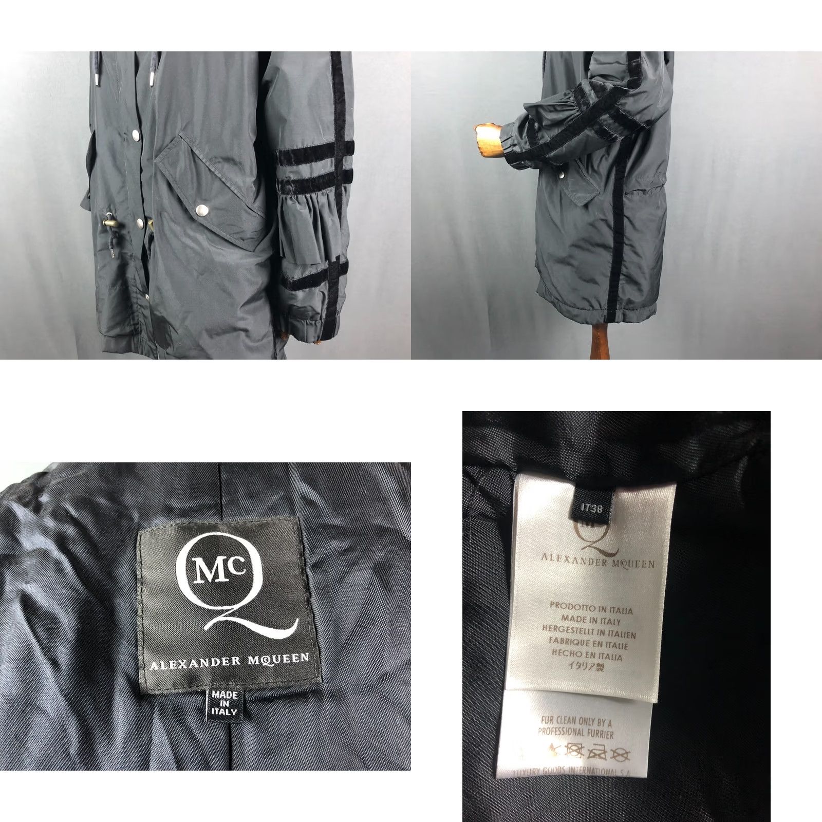 Alexander McQueen Alexander McQueen Full Zip Hooded Jacket Women Size 38 Black Polyester Snap Zip Casual Modern Classic Jacket Size XS / US 0-2 / IT 36-38 - 8 Thumbnail