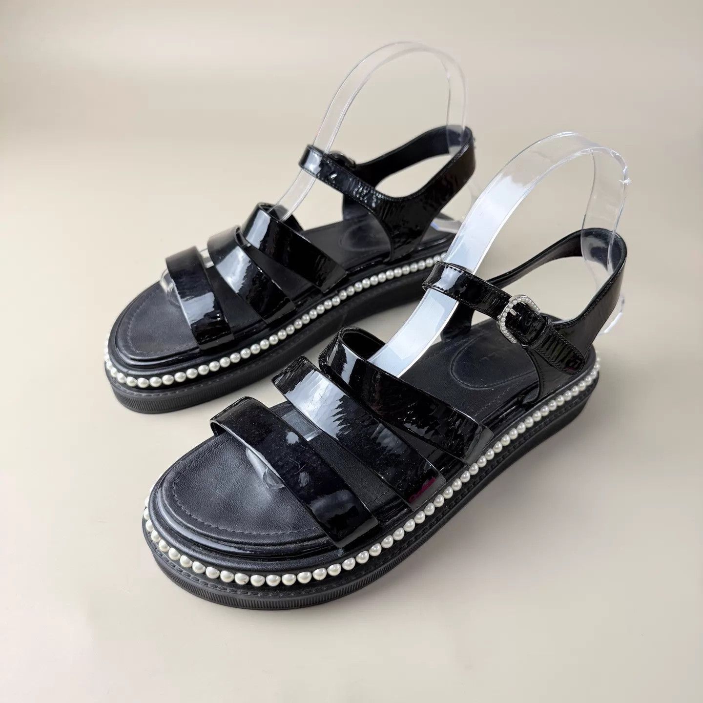 Chanel Chanel Black Pearl CC sandals EU 36.5 95 New Size US 6 / IT 36 - 1 Thumbnail