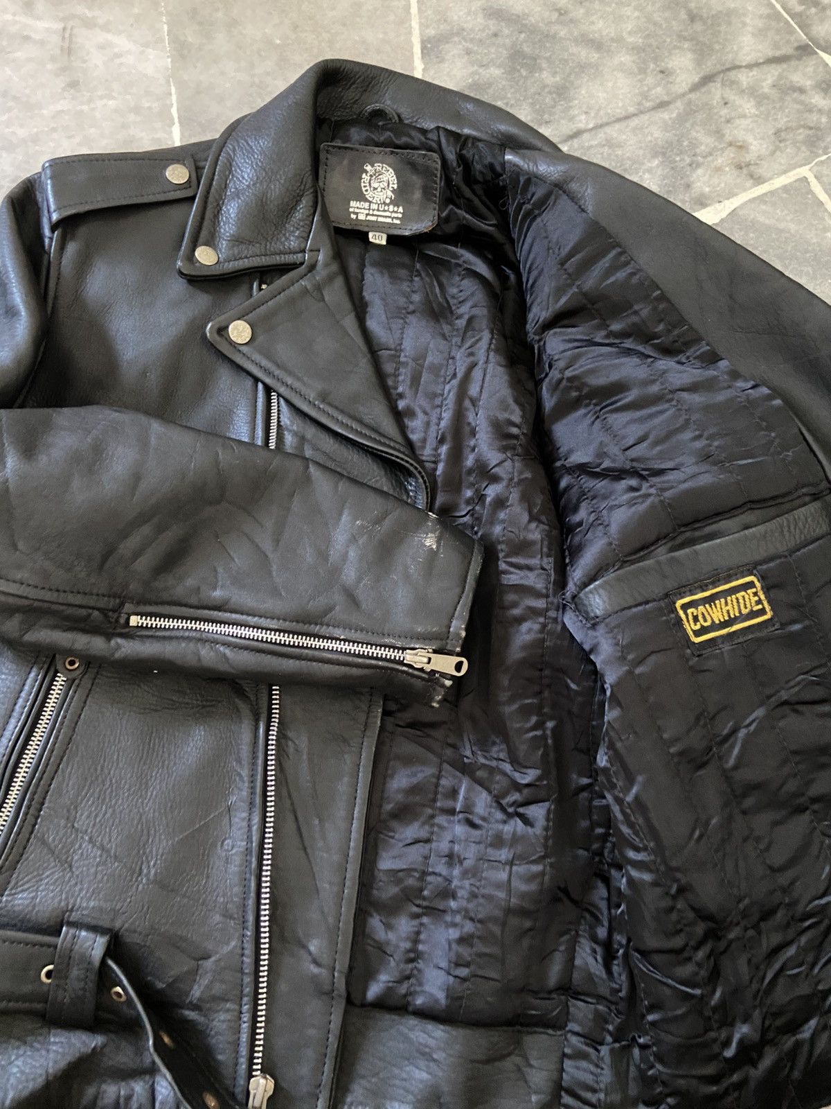 Genuine Leather Vintage Just Brass By Cowhide Leather Bird Motorcycle Jacket Size US M / EU 48-50 / 2 - 9 Thumbnail