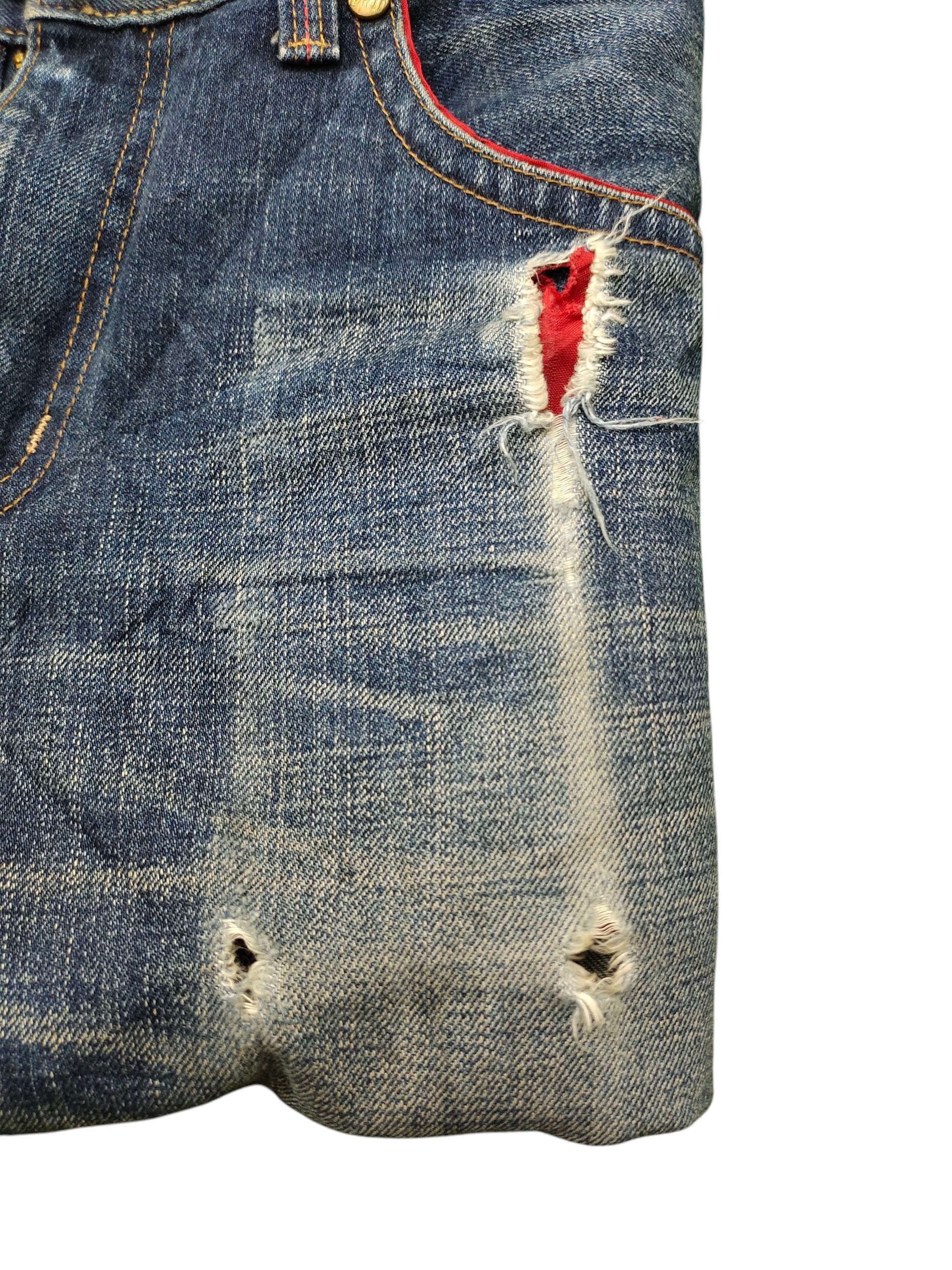 Comme des Garcons × Undercover Vintage Edwin Leather Trim Distress Denim Jeans Size US 33 - 14 Thumbnail