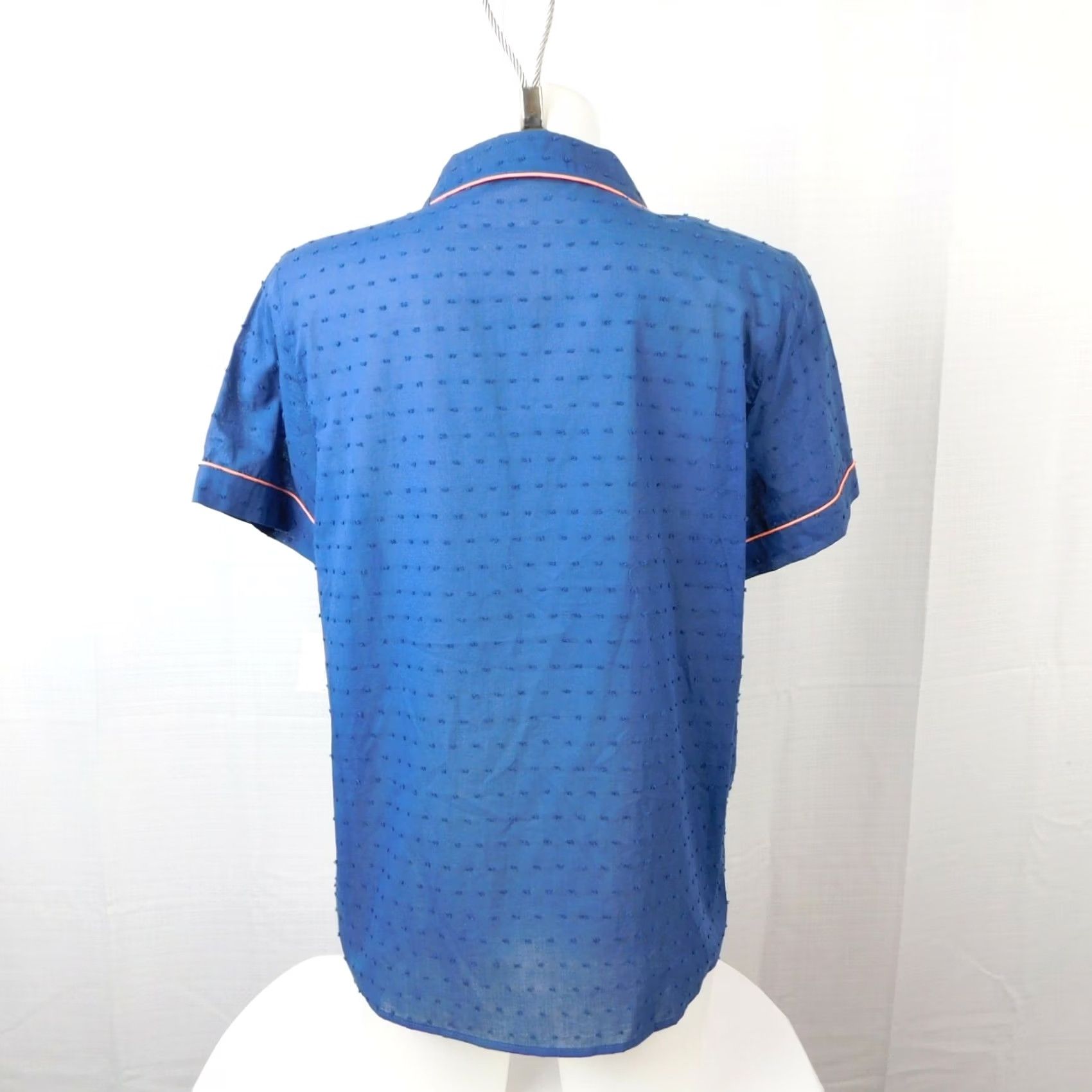 Charter Club Charter Club Pajama Top Shirt Women 3XL Blue Cotton Woven Notch Collar Button Short Sleeve Vintage: No Size XXL / US 16-18 / IT 52-54 - 3 Thumbnail