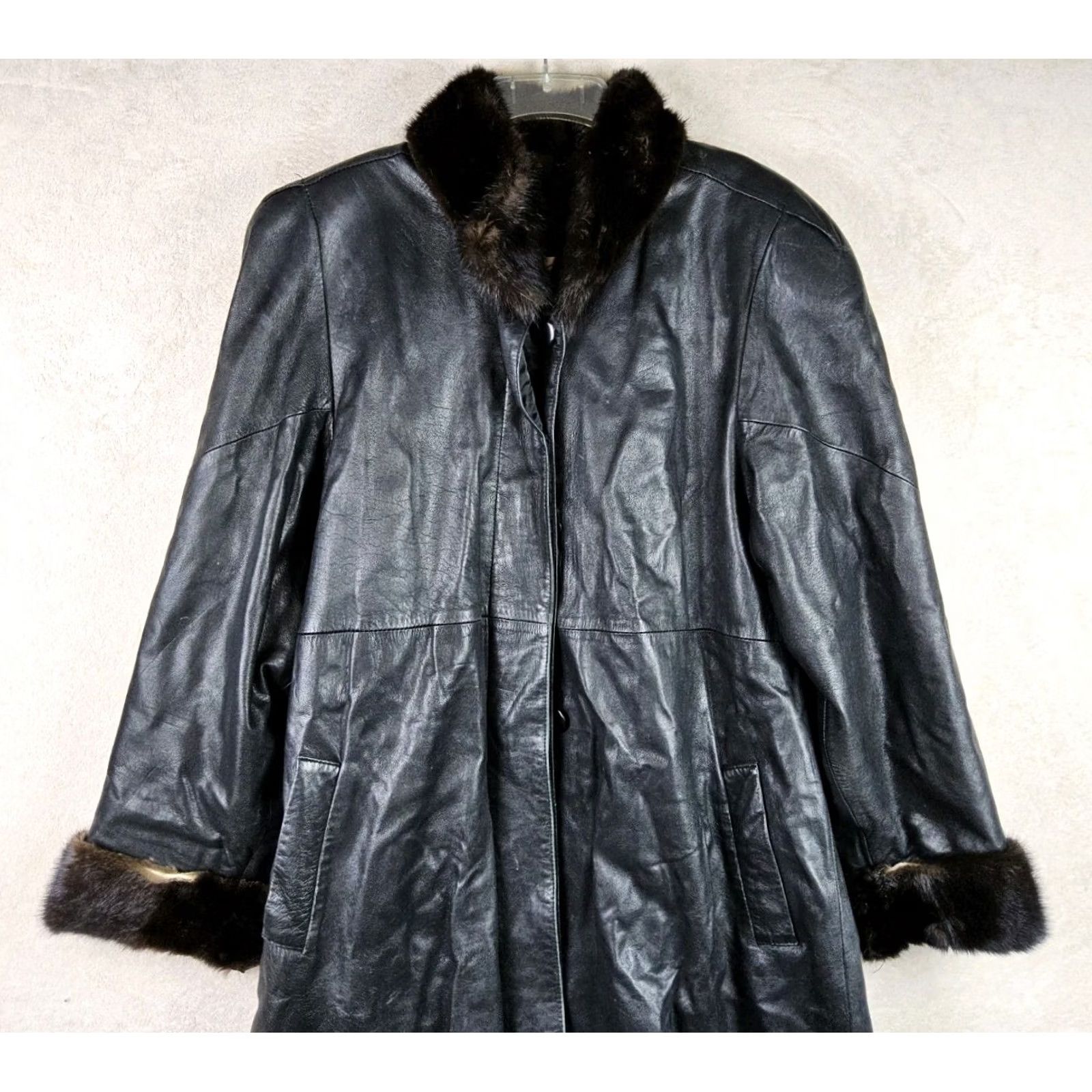 Vintage Rallee Women's Leather Trench Coat Fox Fur Trim Size L Size L / US 10 / IT 46 - 3 Thumbnail