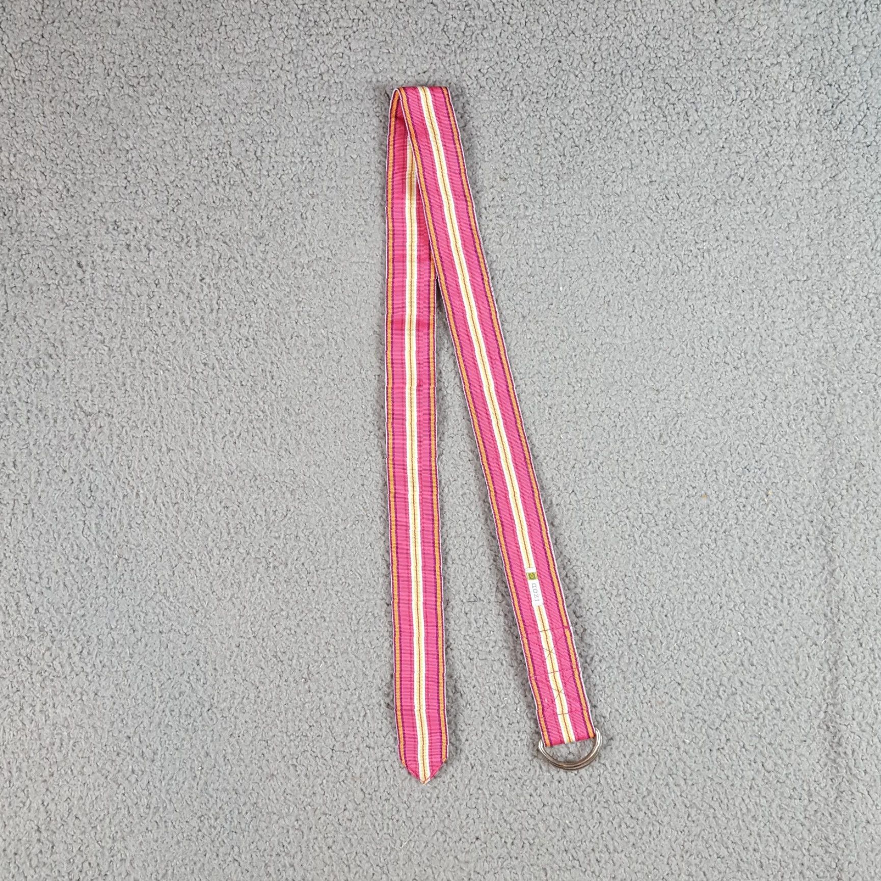 Izod VINTAGE IZOD Golf Belt Pink Striped Fabric Size M D Ring Canvas 90s Preppy Womens Size ONE SIZE - 3 Thumbnail