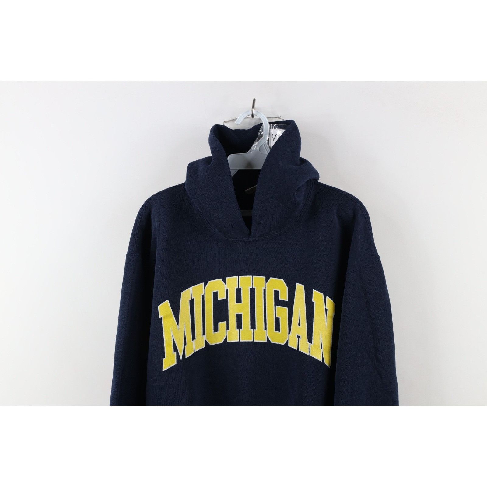 Vintage Vintage 90s Faded Spell Out University of Michigan Hoodie Size US M / EU 48-50 / 2 - 2 Thumbnail