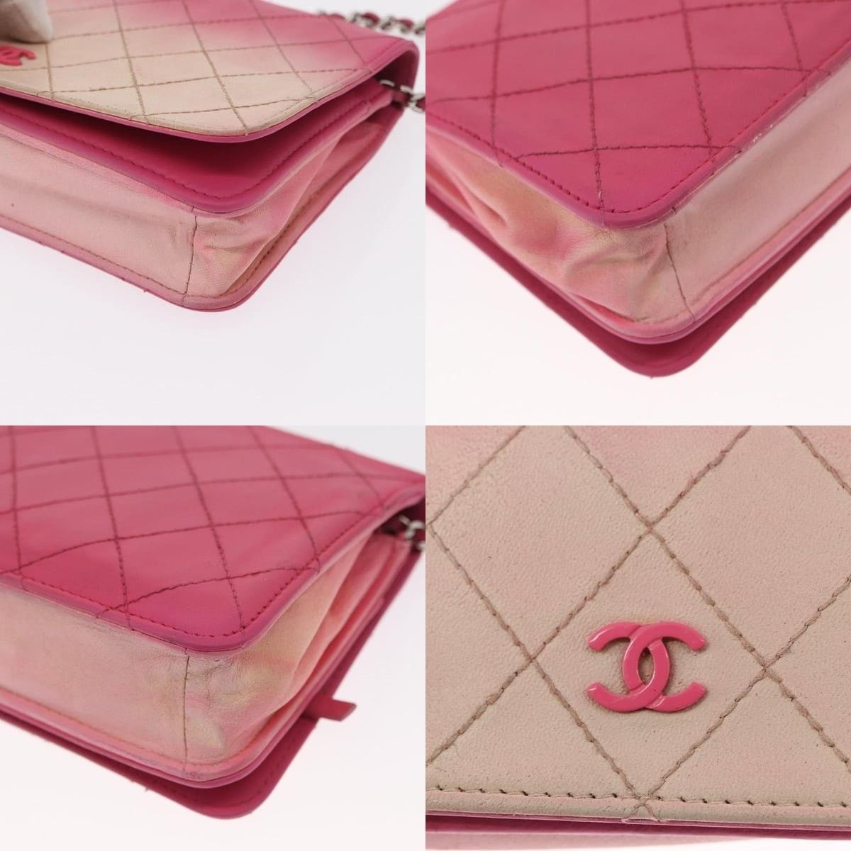 Chanel Chanel Chain Shoulder Bag Leather Pink Silver CC Size ONE SIZE - 6 Thumbnail